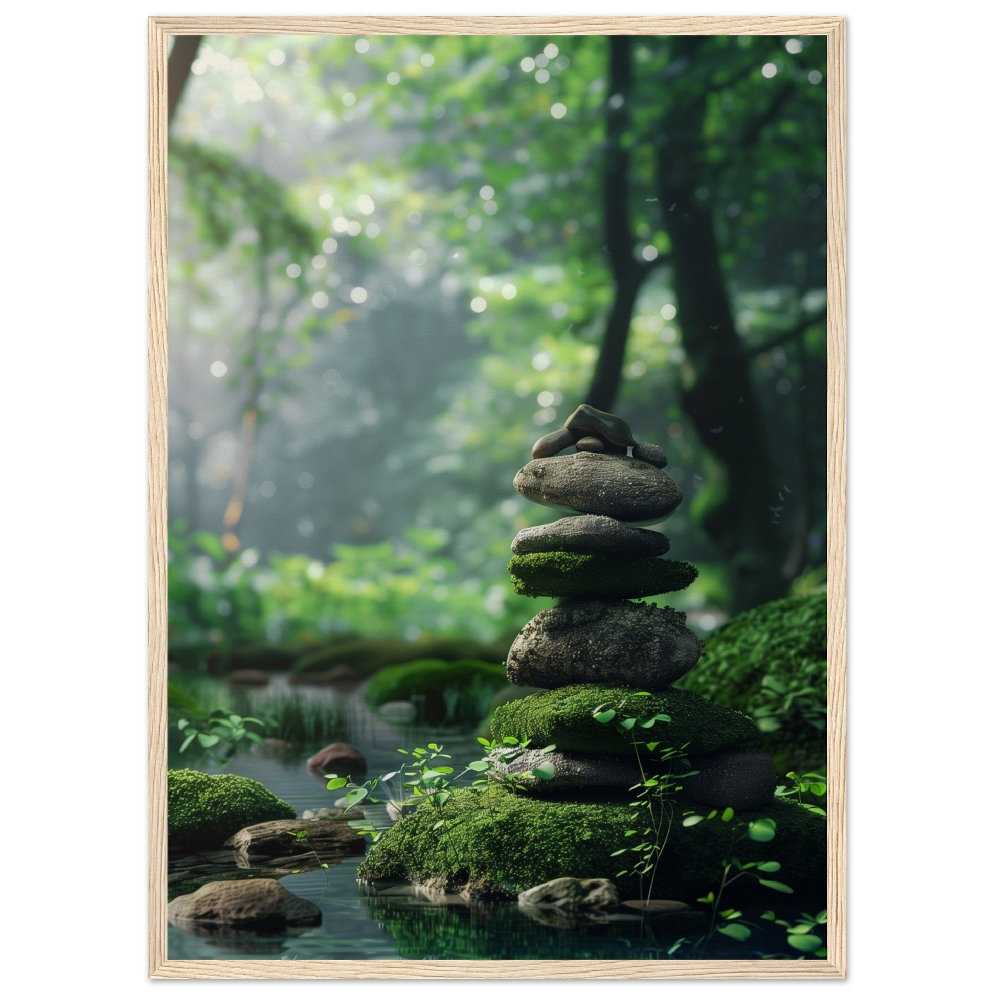 Affiche Paysage Zen ( 50x70-cm-Bois-clair)