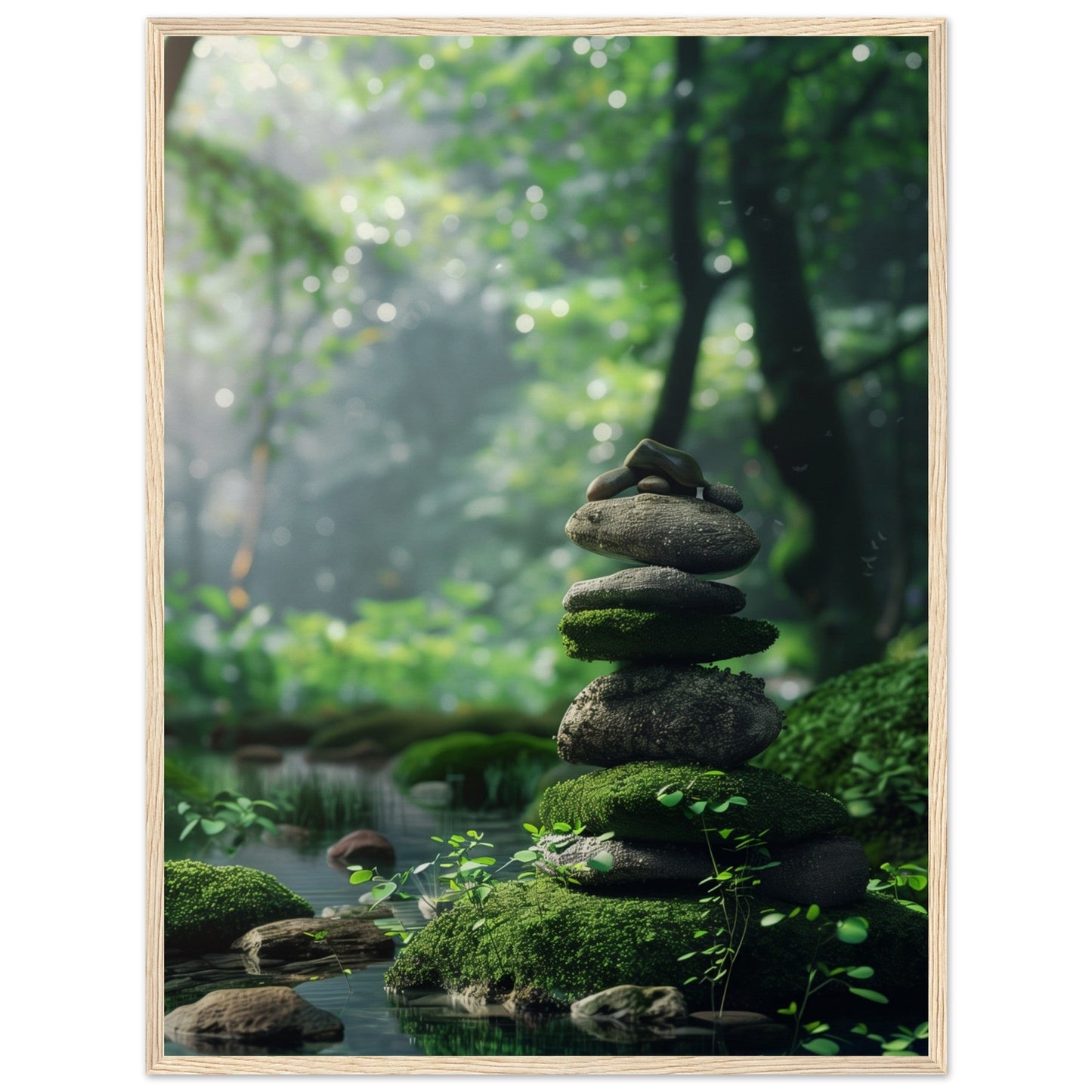 Affiche Paysage Zen ( 60x80-cm-Bois-clair)