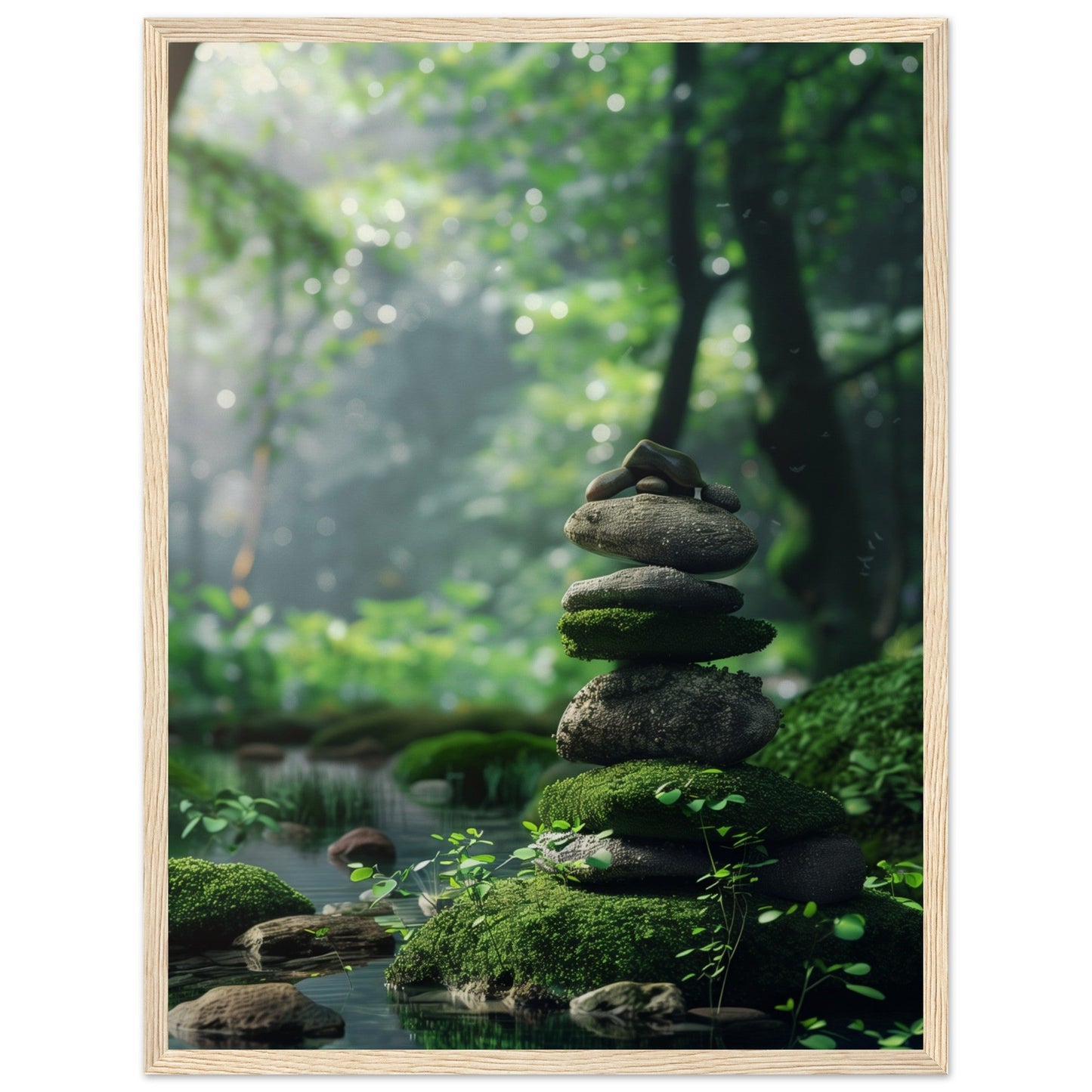 Affiche Paysage Zen ( 45x60-cm-Bois-clair)