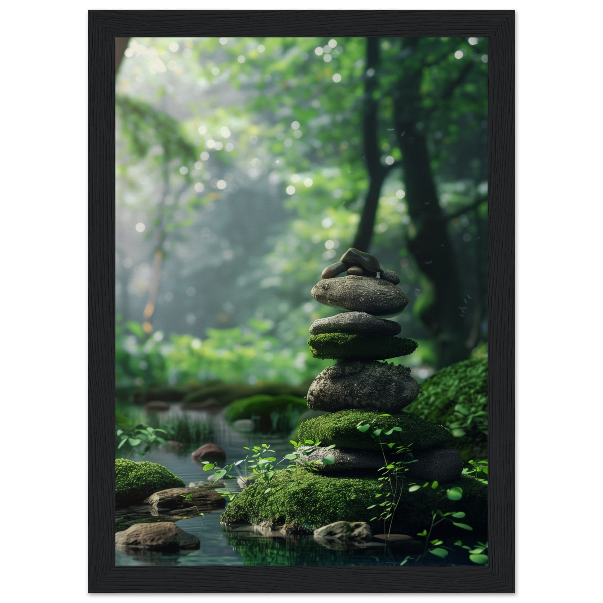 Affiche Paysage Zen ( 21x29.7-cm-Bois-noir)