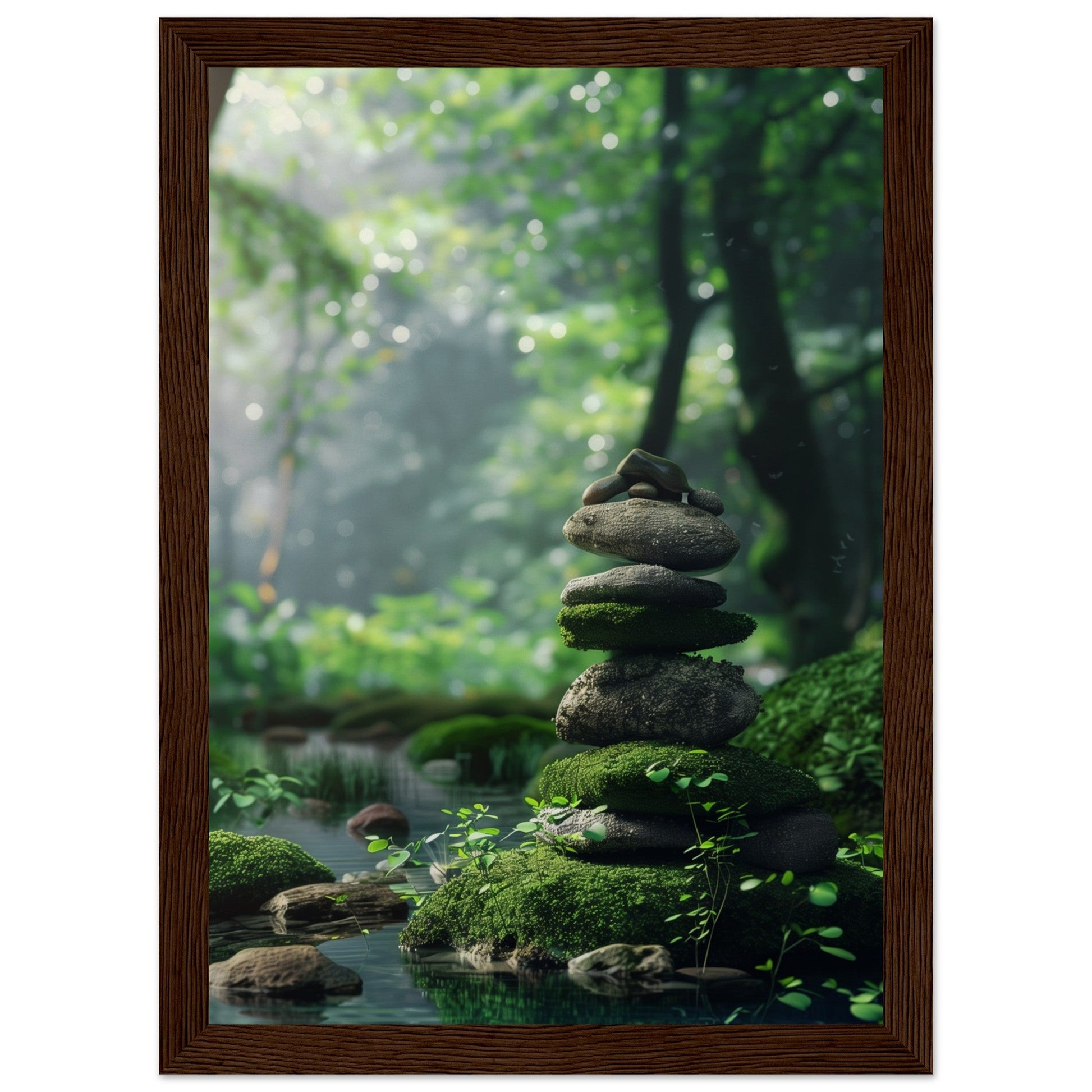 Affiche Paysage Zen ( 21x29.7-cm-Bois-foncé)