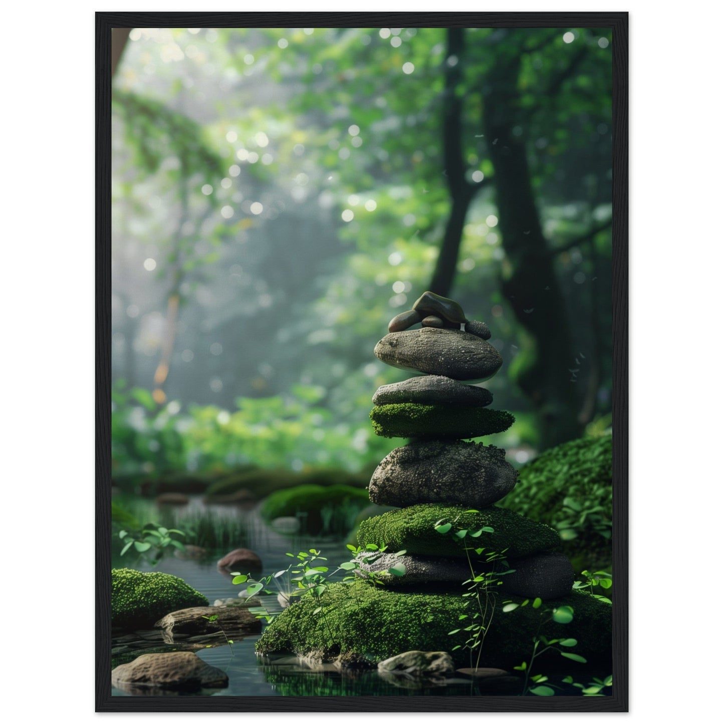 Affiche Paysage Zen ( 45x60-cm-Bois-noir)