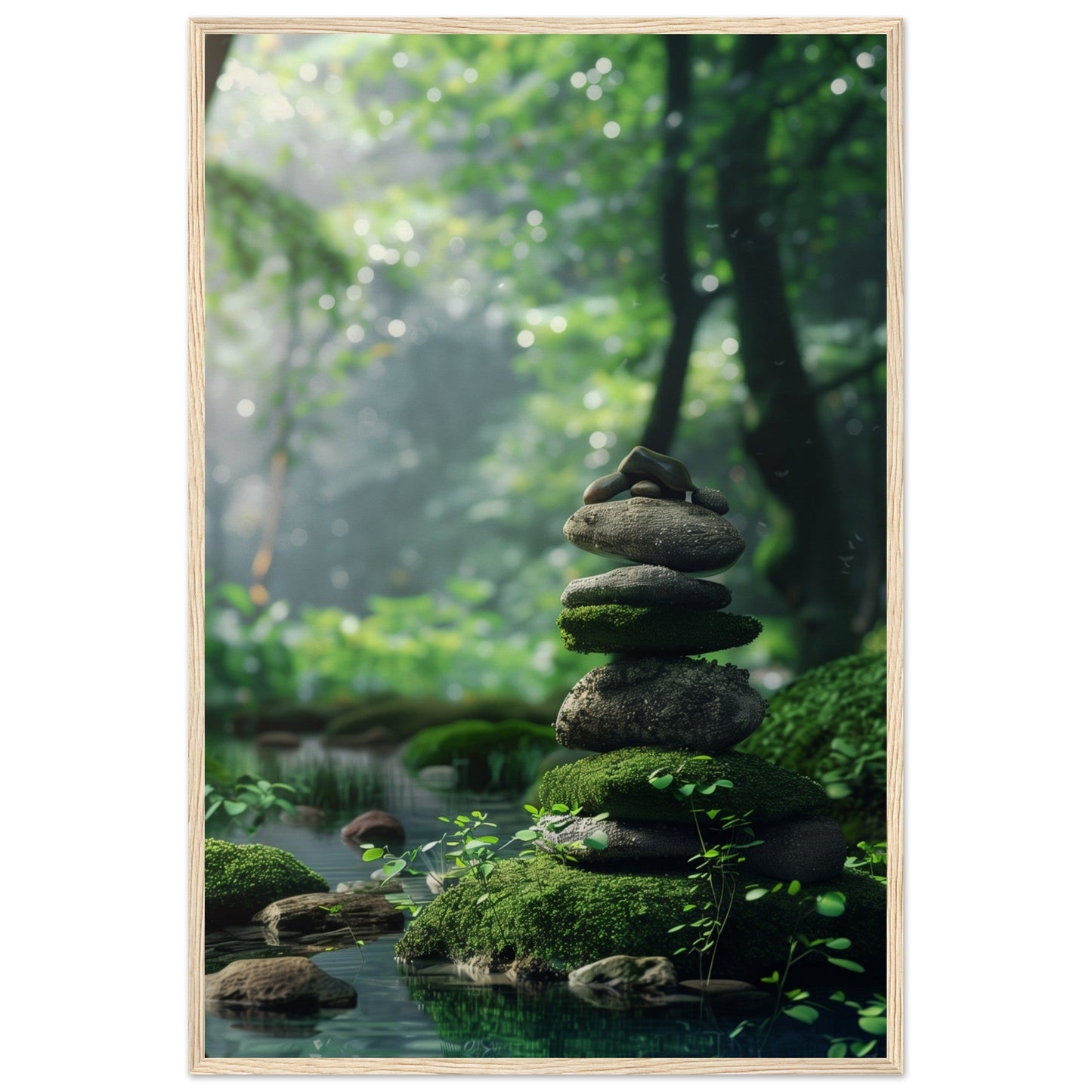 Affiche Paysage Zen ( 60x90-cm-Bois-clair)