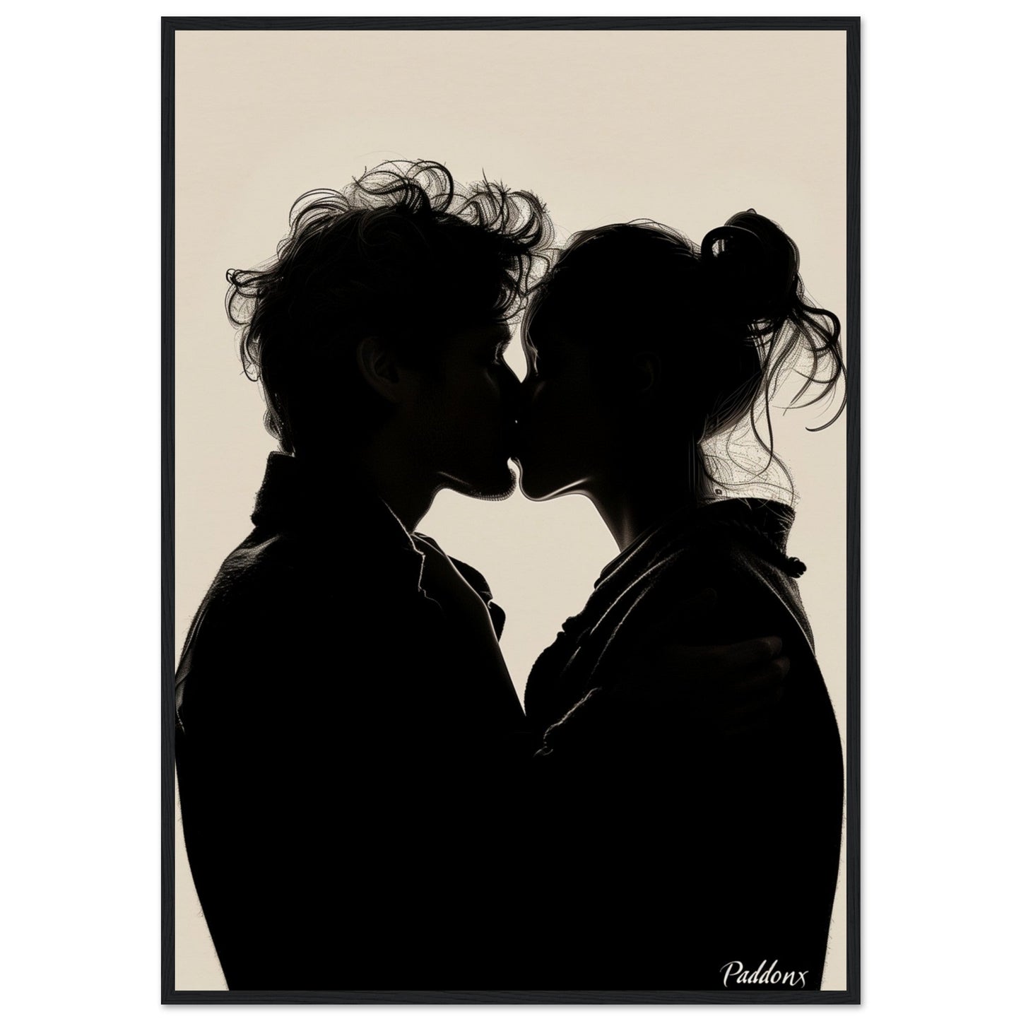 Affiche Photographie Amoureux ( 70x100-cm-Bois-noir)