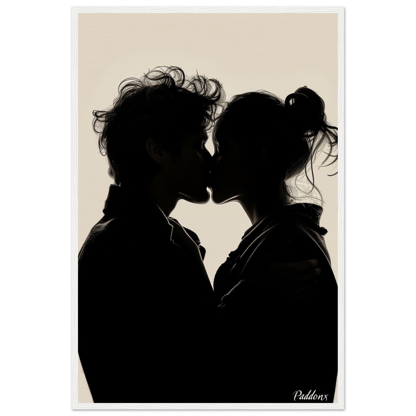 Affiche Photographie Amoureux ( 60x90-cm-Bois-blanc)