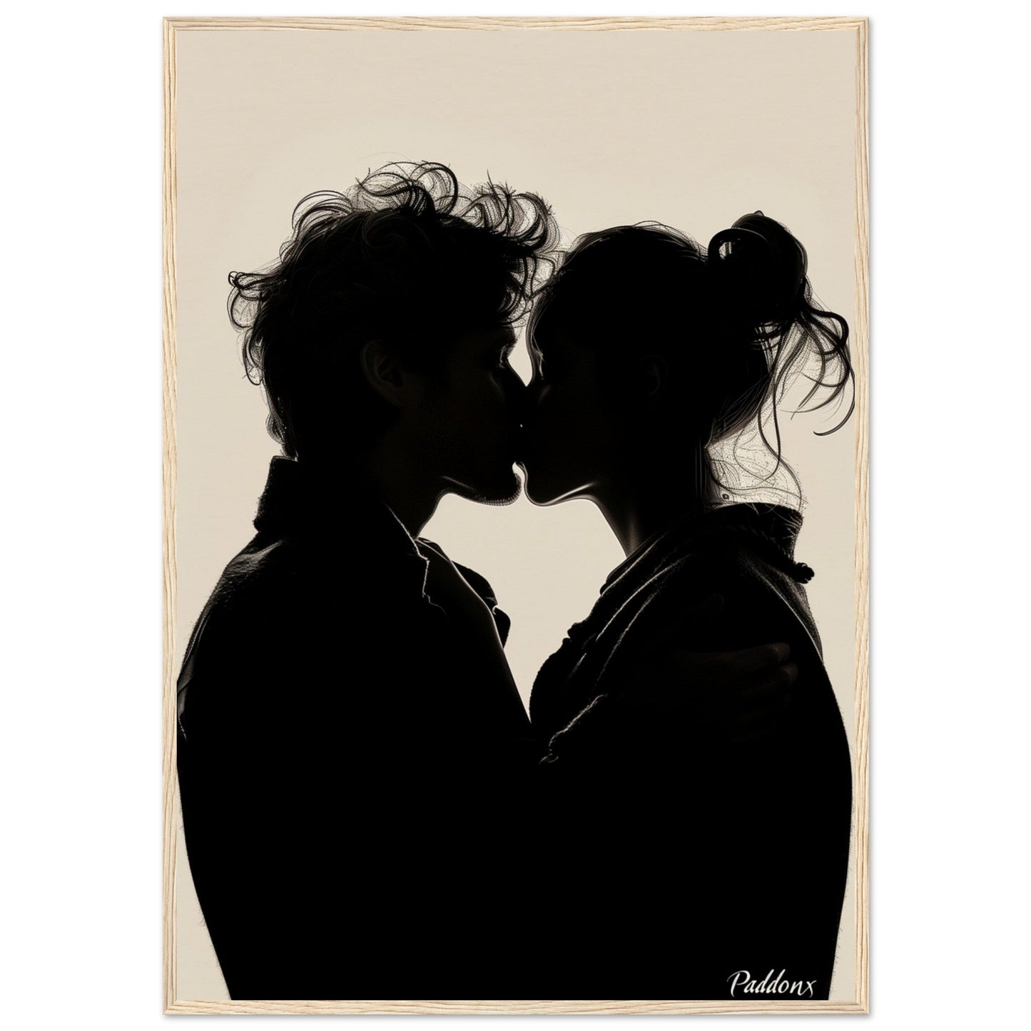 Affiche Photographie Amoureux ( 70x100-cm-Bois-clair)