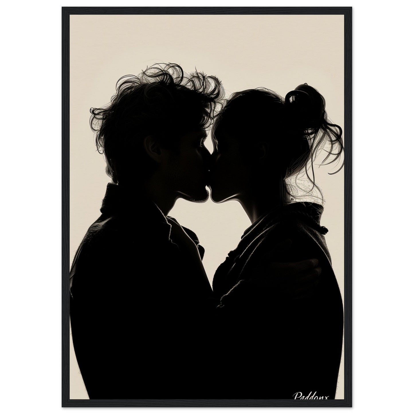 Affiche Photographie Amoureux ( 50x70-cm-Bois-noir)