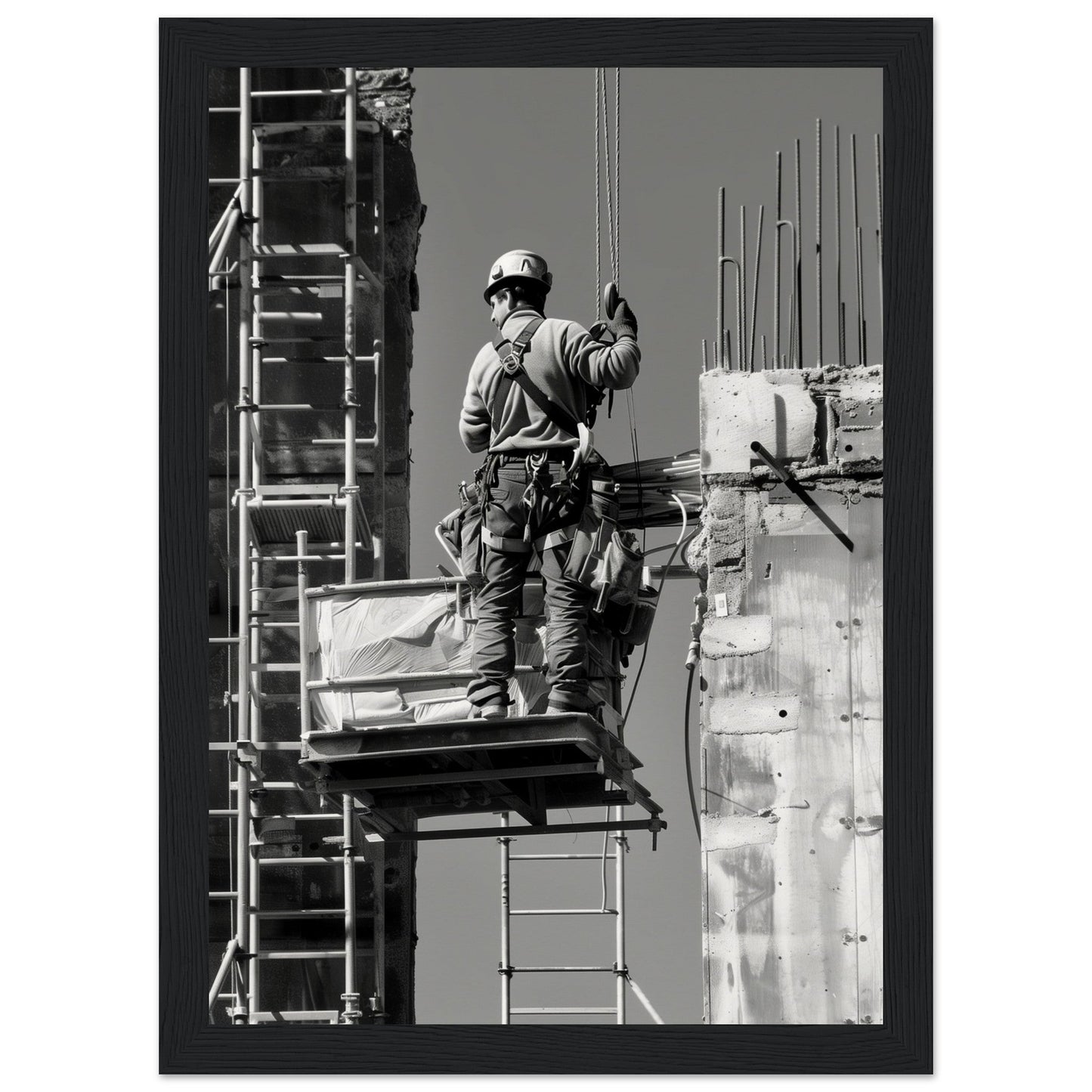 Affiche Photographie Chantier ( 21x29.7-cm-Bois-noir)