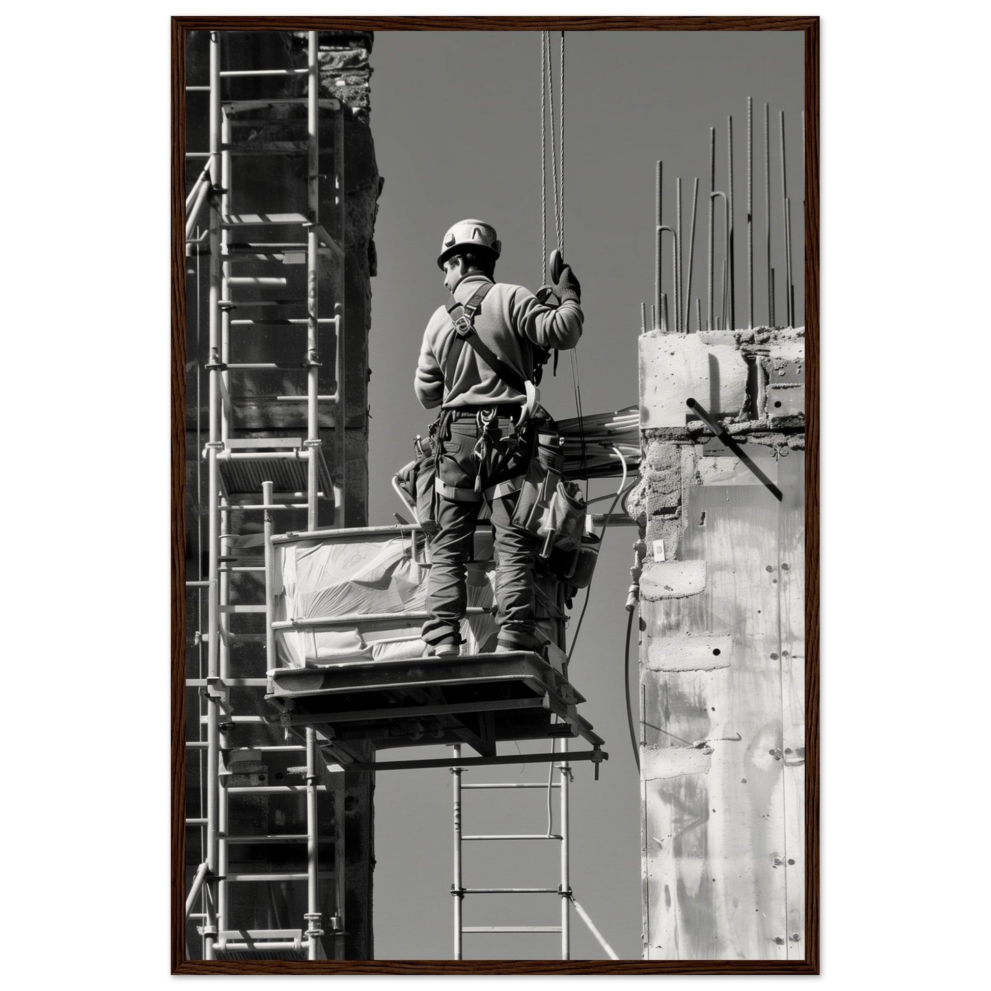 Affiche Photographie Chantier ( 60x90-cm-Bois-foncé)