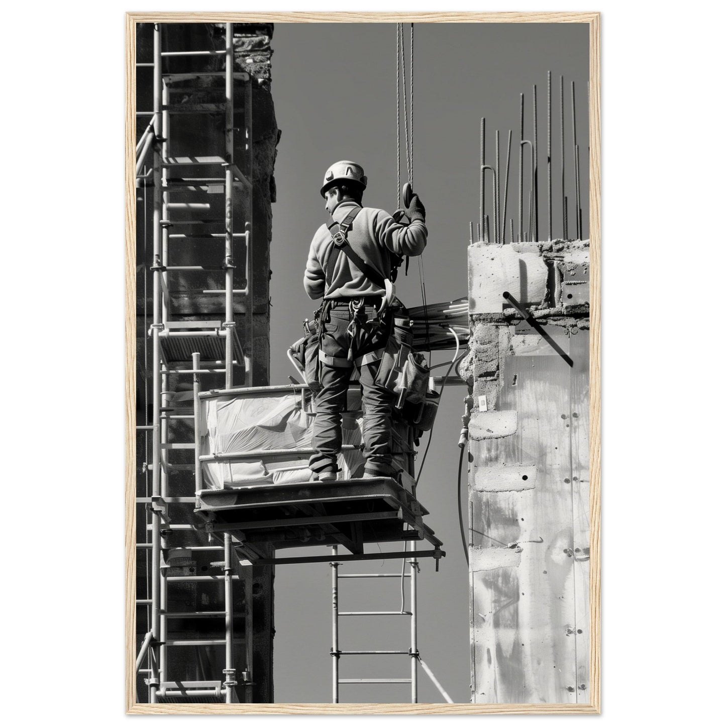 Affiche Photographie Chantier ( 60x90-cm-Bois-clair)