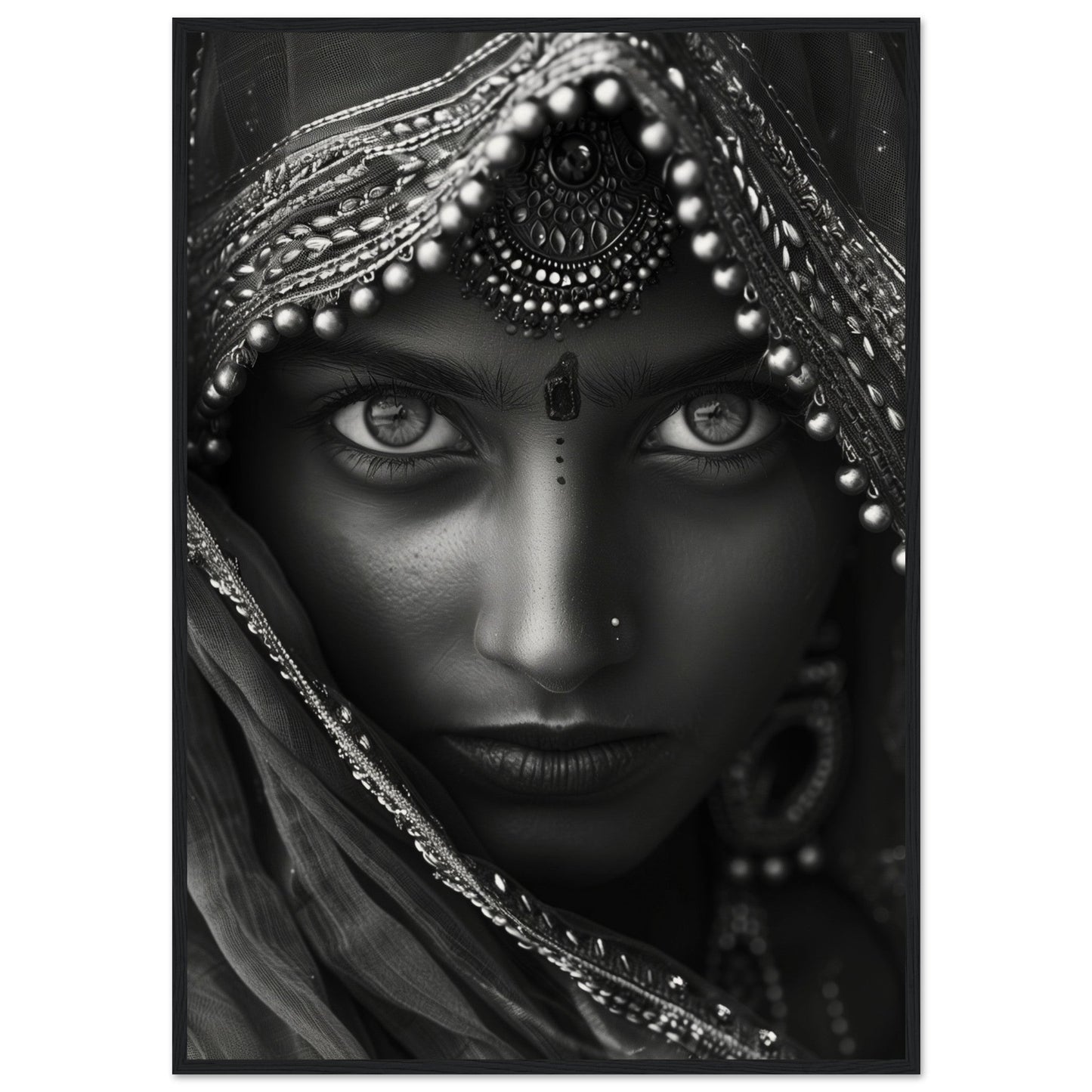 Affiche Photographie Indien ( 70x100-cm-Bois-noir)