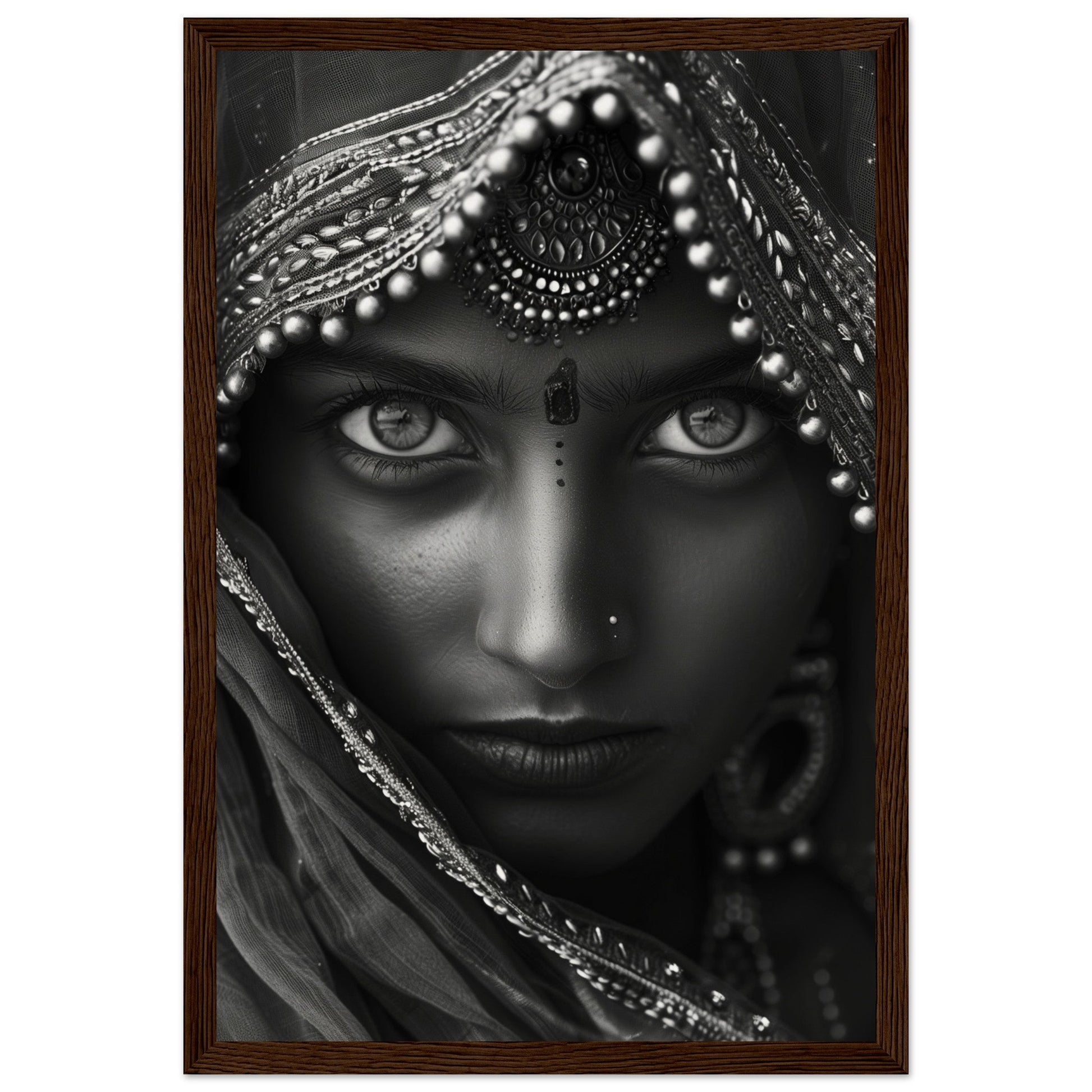 Affiche Photographie Indien ( 30x45-cm-Bois-foncé)