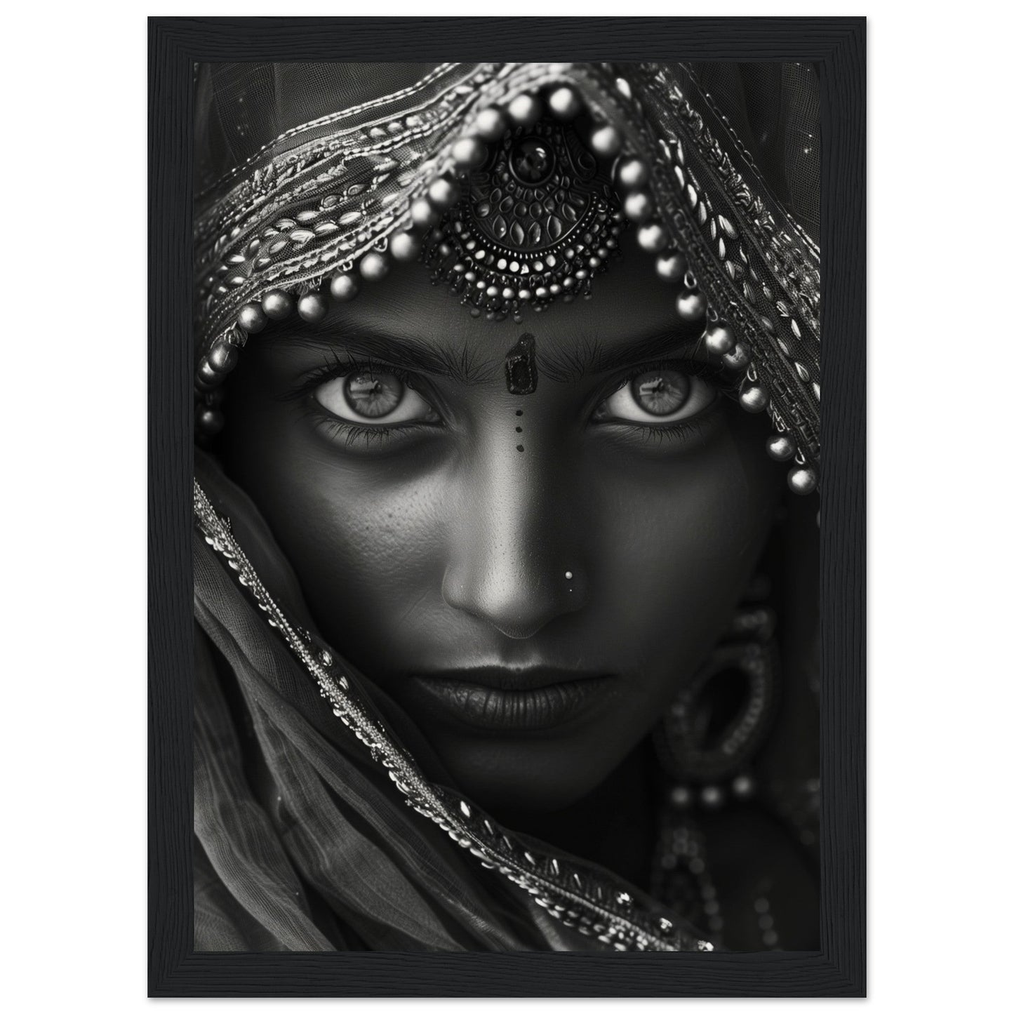 Affiche Photographie Indien ( 21x29.7-cm-Bois-noir)