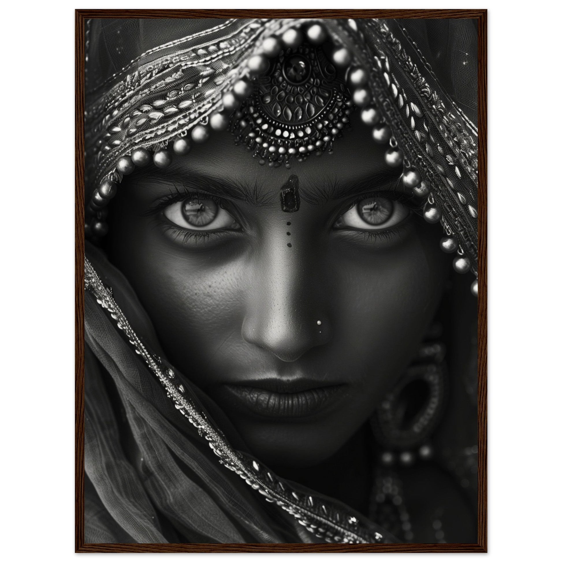 Affiche Photographie Indien ( 60x80-cm-Bois-foncé)