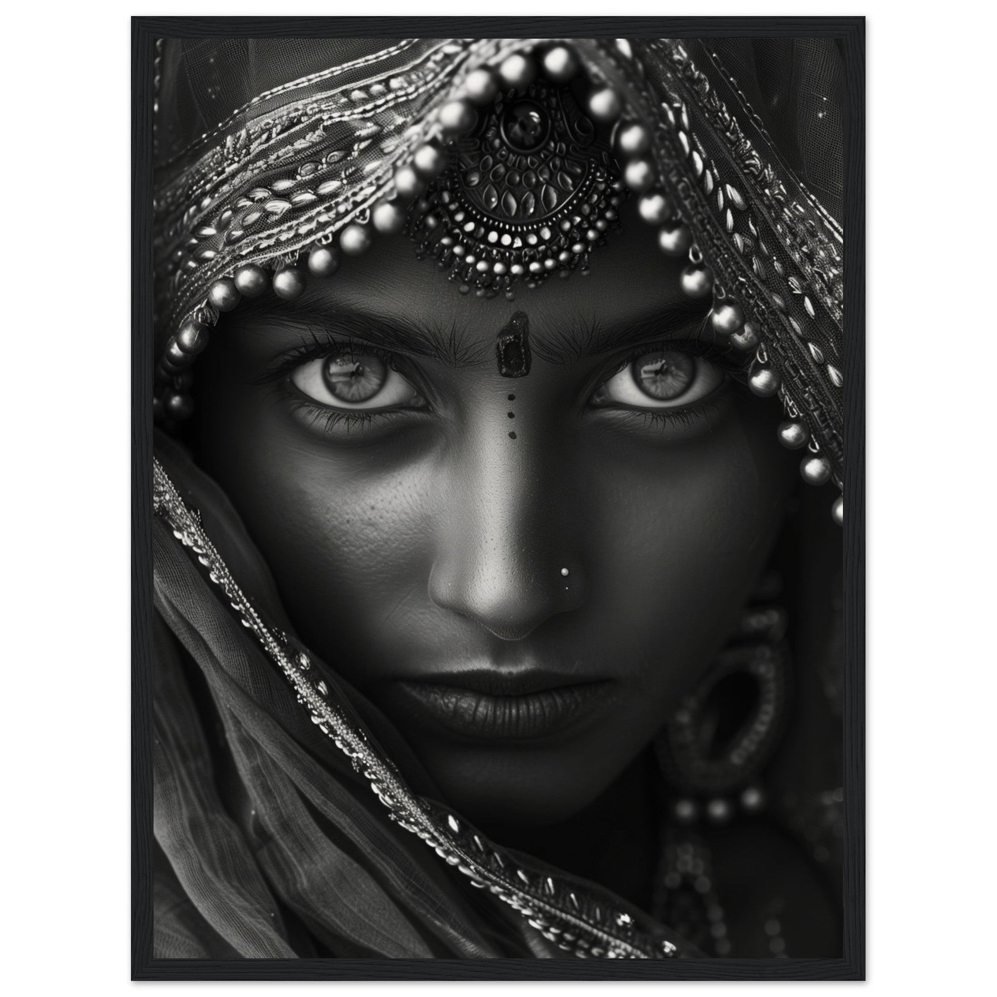 Affiche Photographie Indien ( 45x60-cm-Bois-noir)