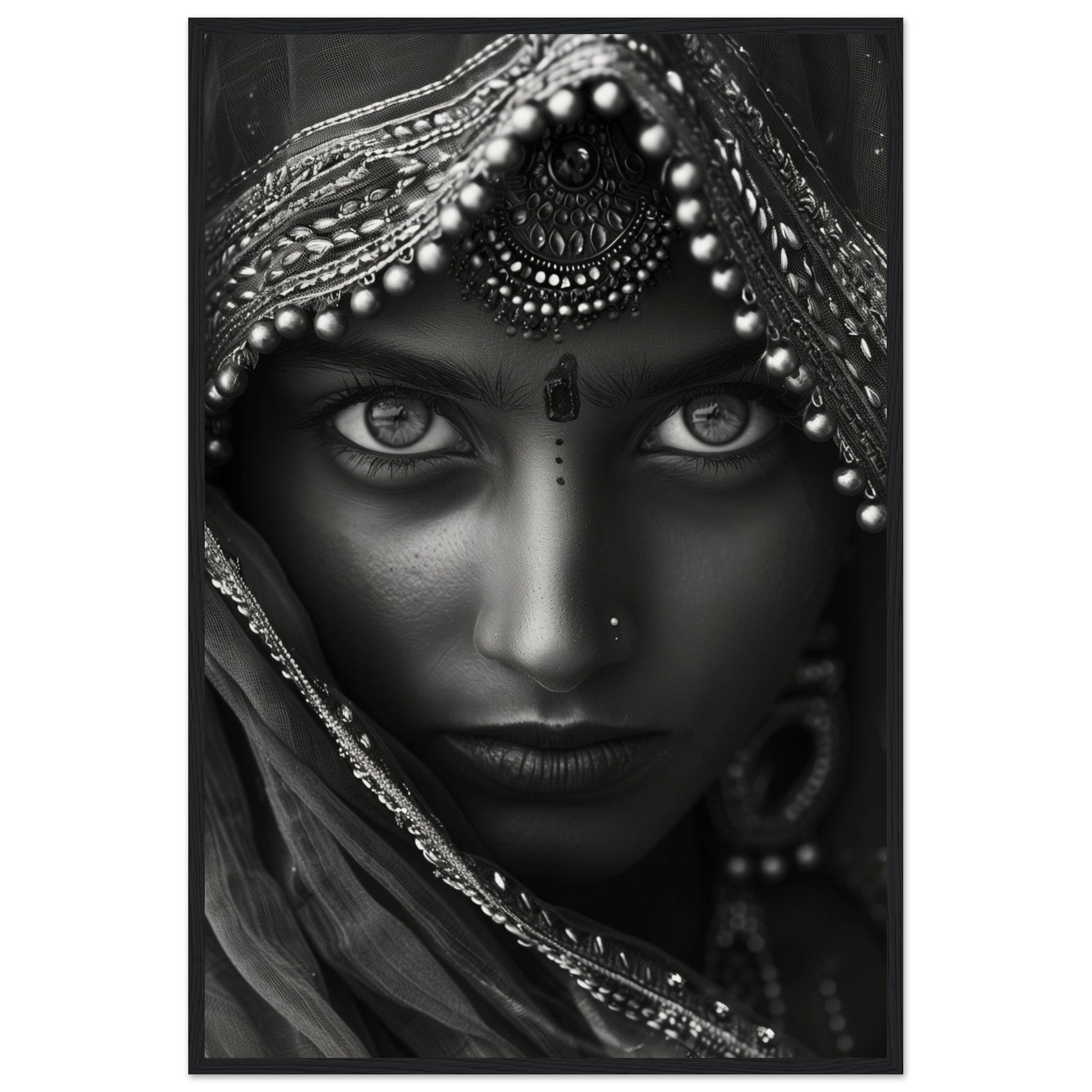 Affiche Photographie Indien ( 60x90-cm-Bois-noir)