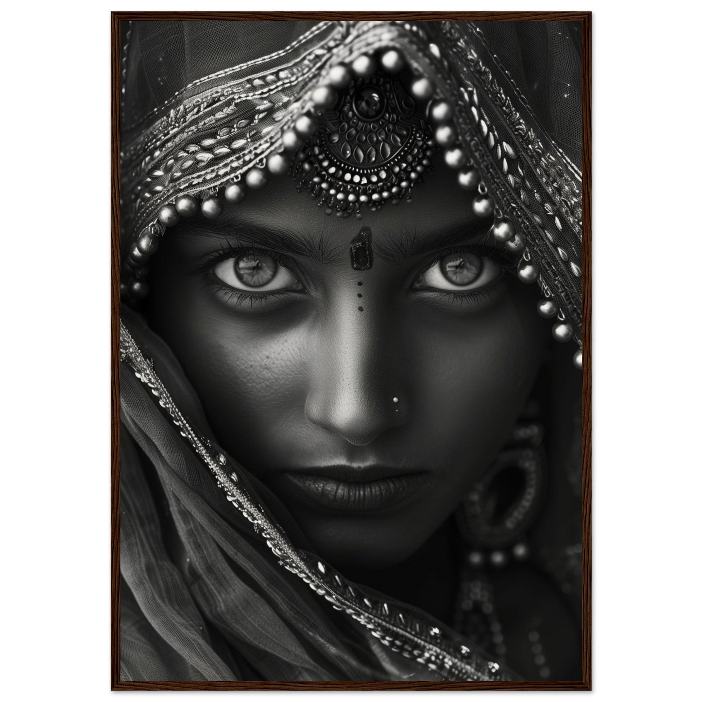 Affiche Photographie Indien ( 70x100-cm-Bois-foncé)