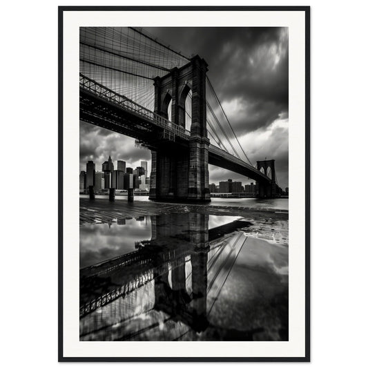 Affiche Pont de Brooklyn Noir et Blanc ( 70x100-cm-Bois-noir)