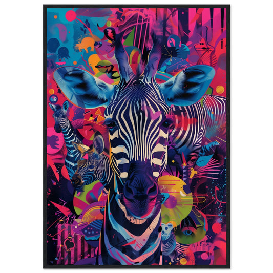 Affiche Pop Art Animaux ( Bois-noir-70x100-cm)