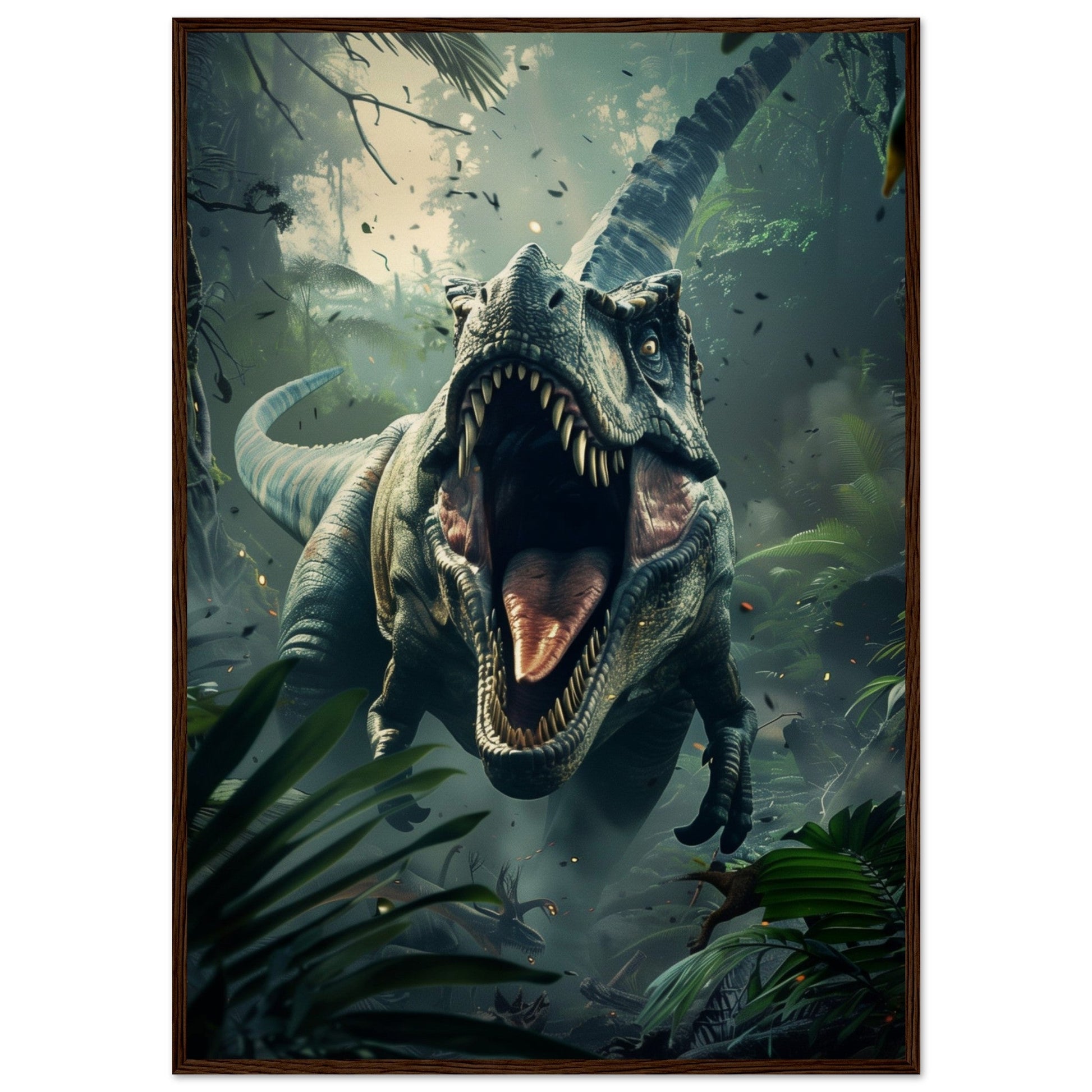 Affiche Poster Dinosaure ( 70x100-cm-Bois-foncé)