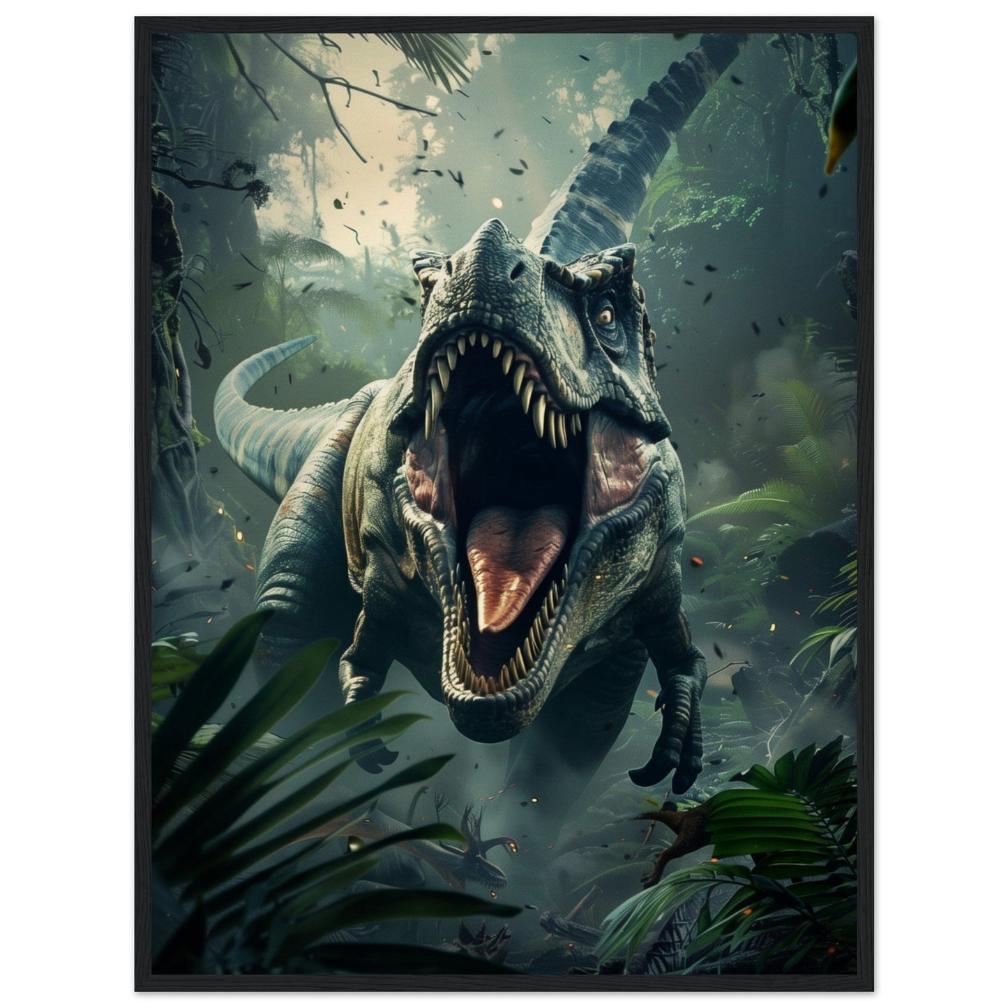 Affiche Poster Dinosaure ( 60x80-cm-Bois-noir)