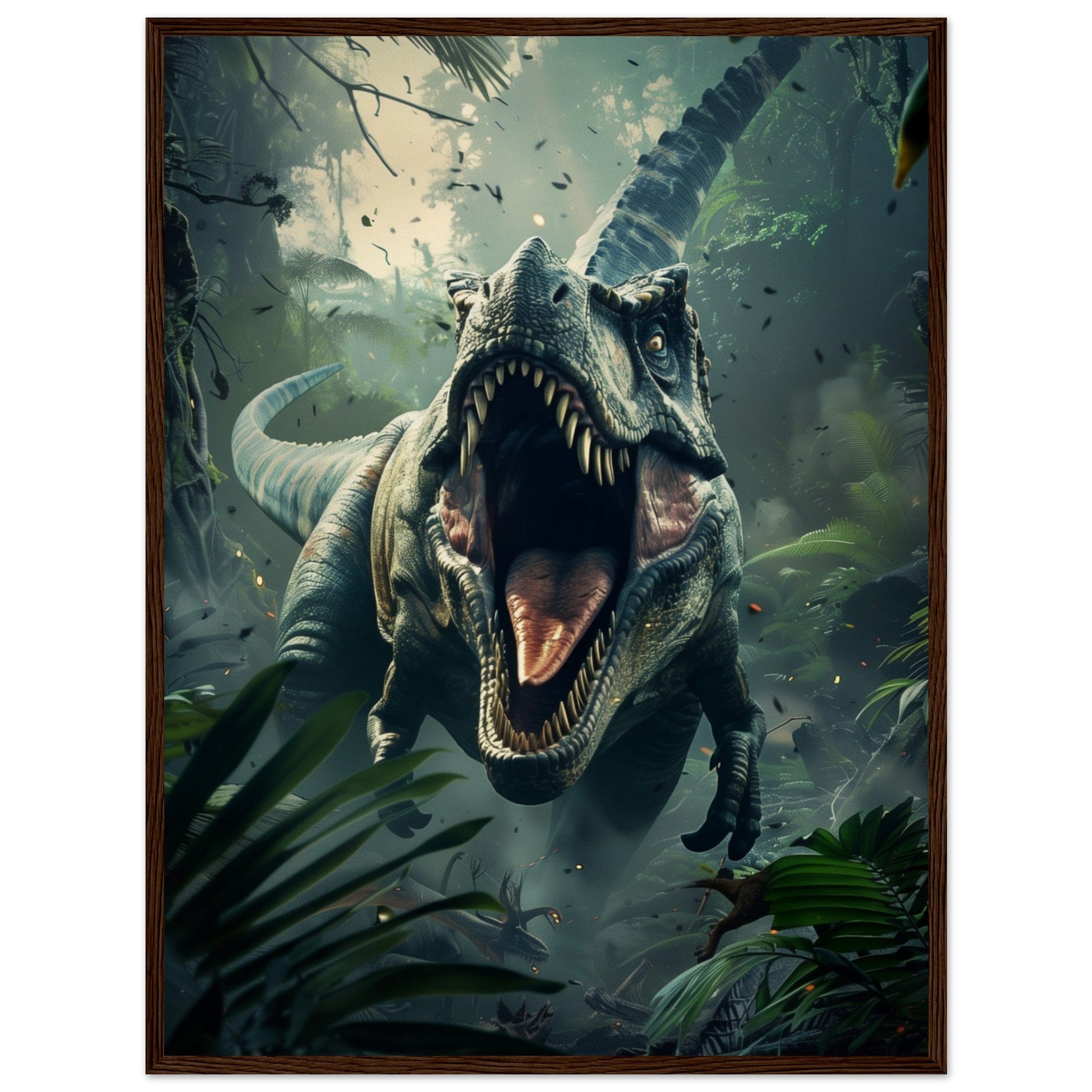 Affiche Poster Dinosaure ( 60x80-cm-Bois-foncé)