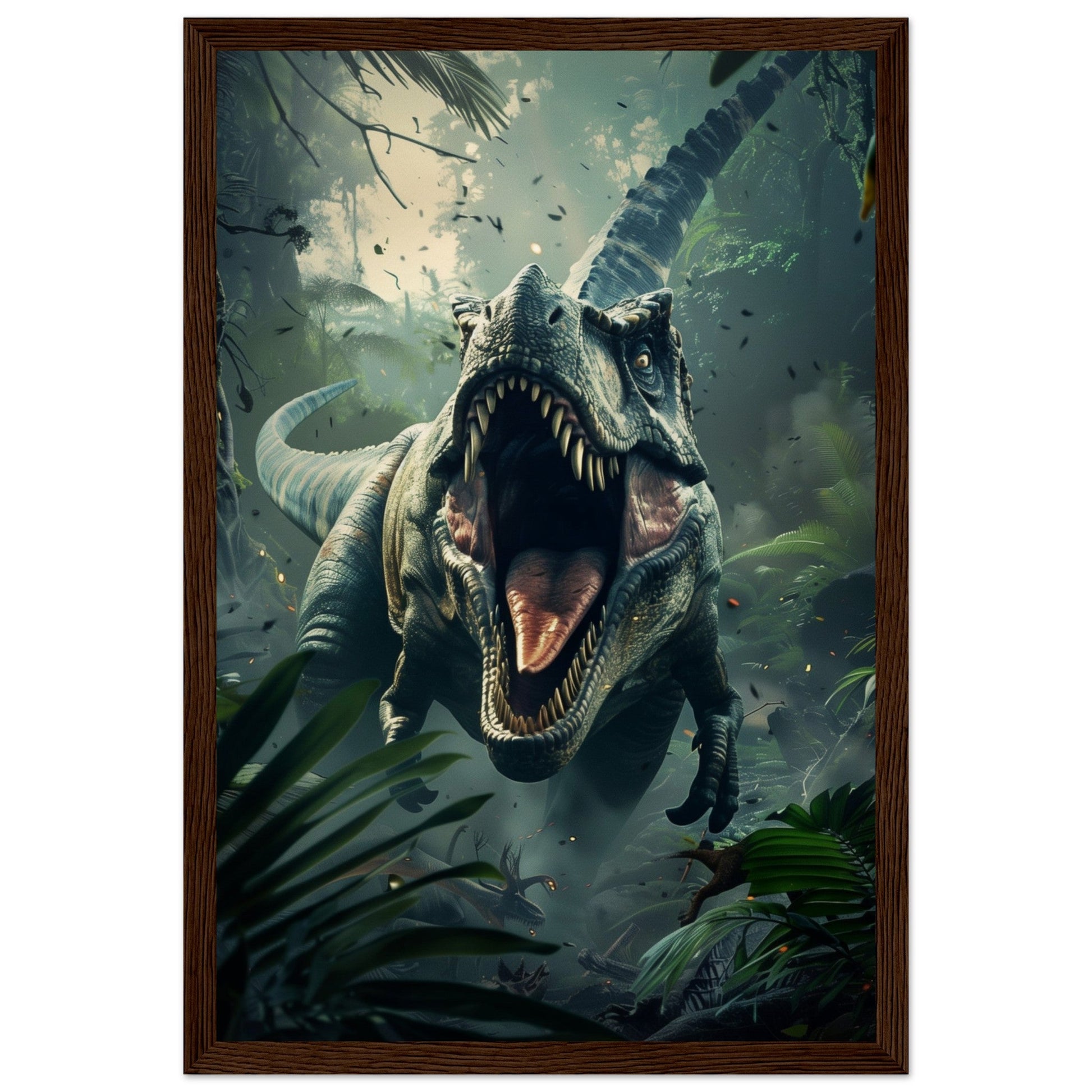 Affiche Poster Dinosaure ( 30x45-cm-Bois-foncé)