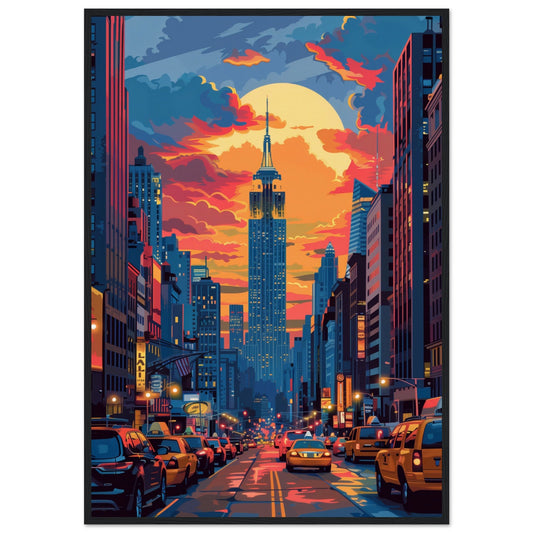 Affiche Poster New York ( 70x100-cm-Bois-noir)