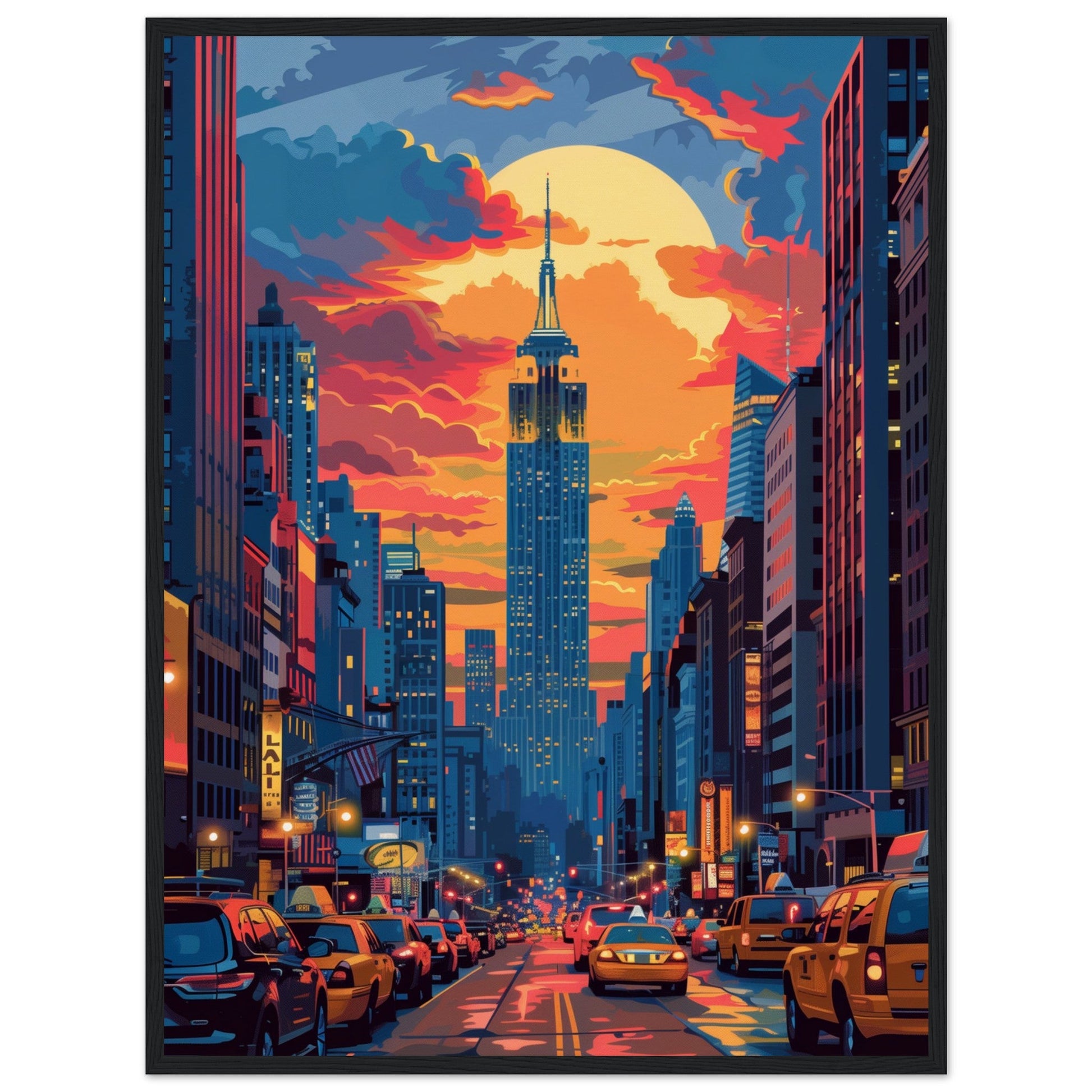 Affiche Poster New York ( 60x80-cm-Bois-noir)