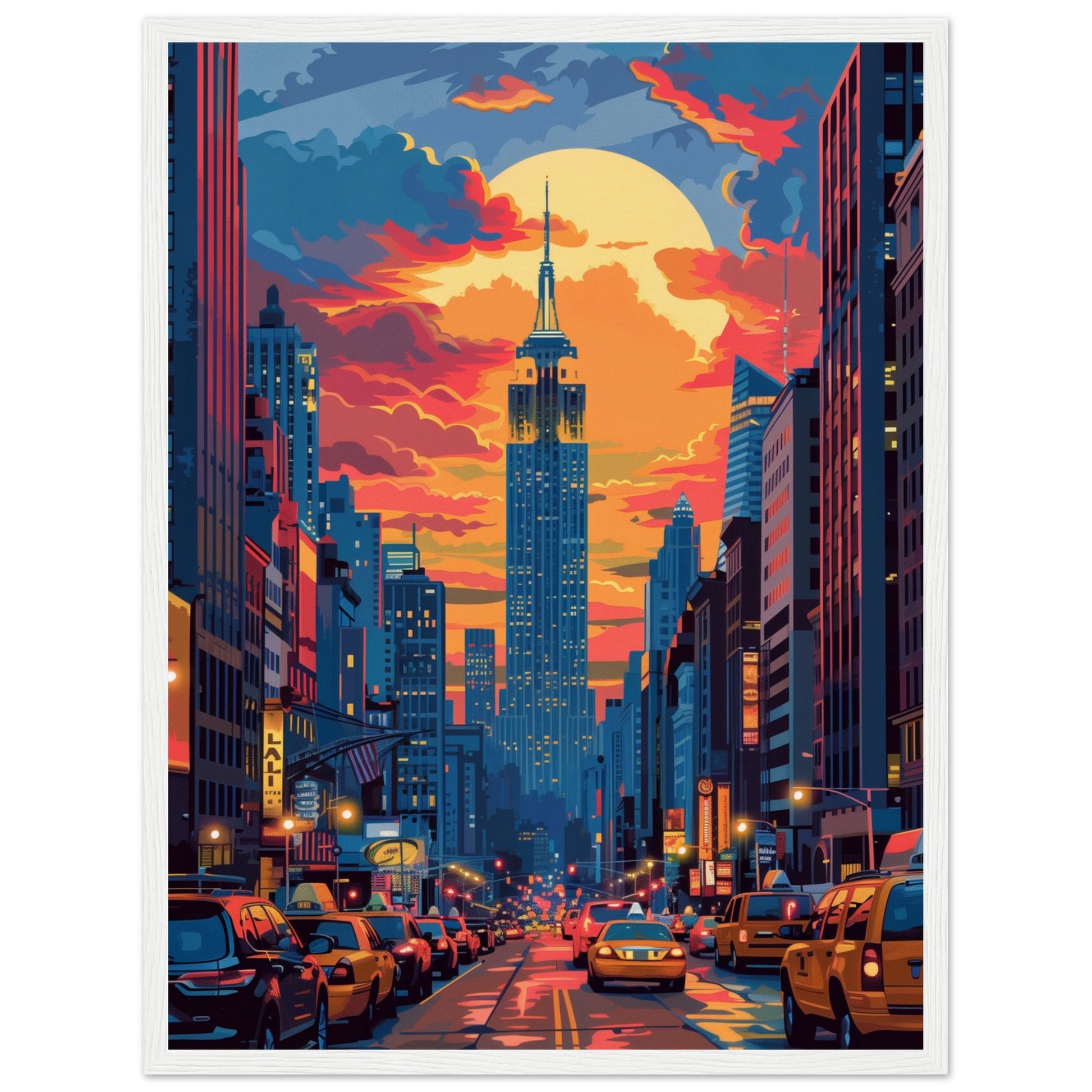 Affiche Poster New York ( 45x60-cm-Bois-blanc)