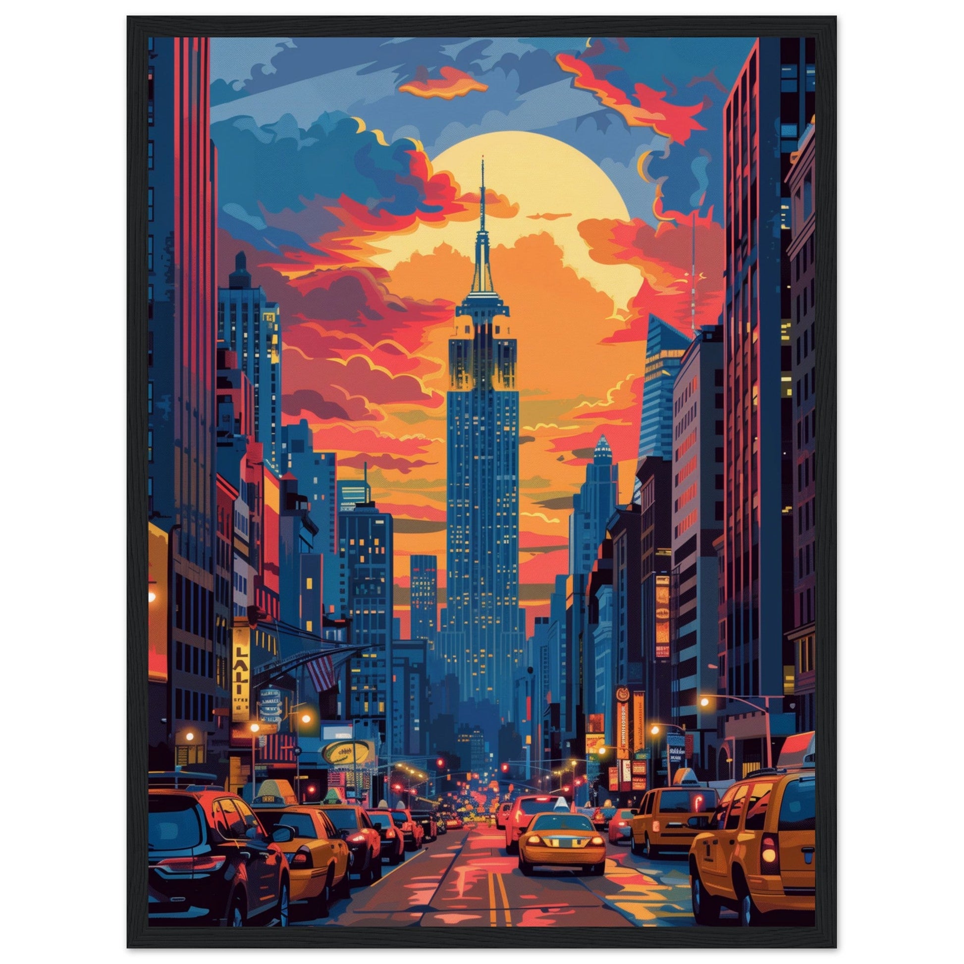 Affiche Poster New York ( 45x60-cm-Bois-noir)