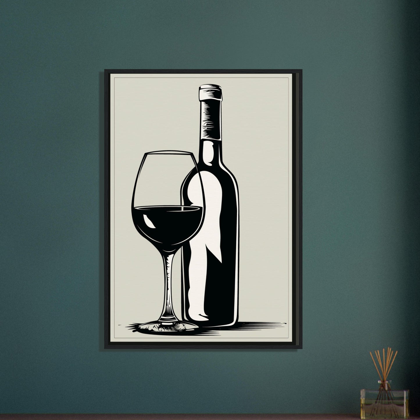 Affiche Poster Noir et Blanc Cuisine Bouteille Vin ( )