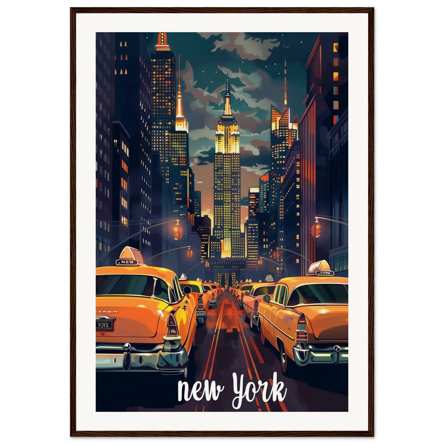 Affiche Poster Ville ( 70x100-cm-Bois-foncé)