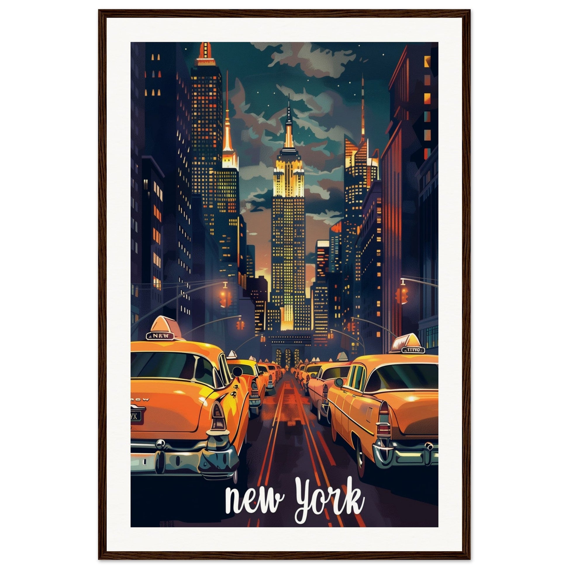 Affiche Poster Ville ( 60x90-cm-Bois-foncé)