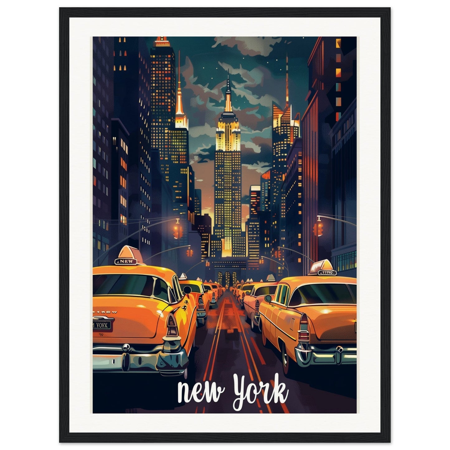 Affiche Poster Ville ( 45x60-cm-Bois-noir)