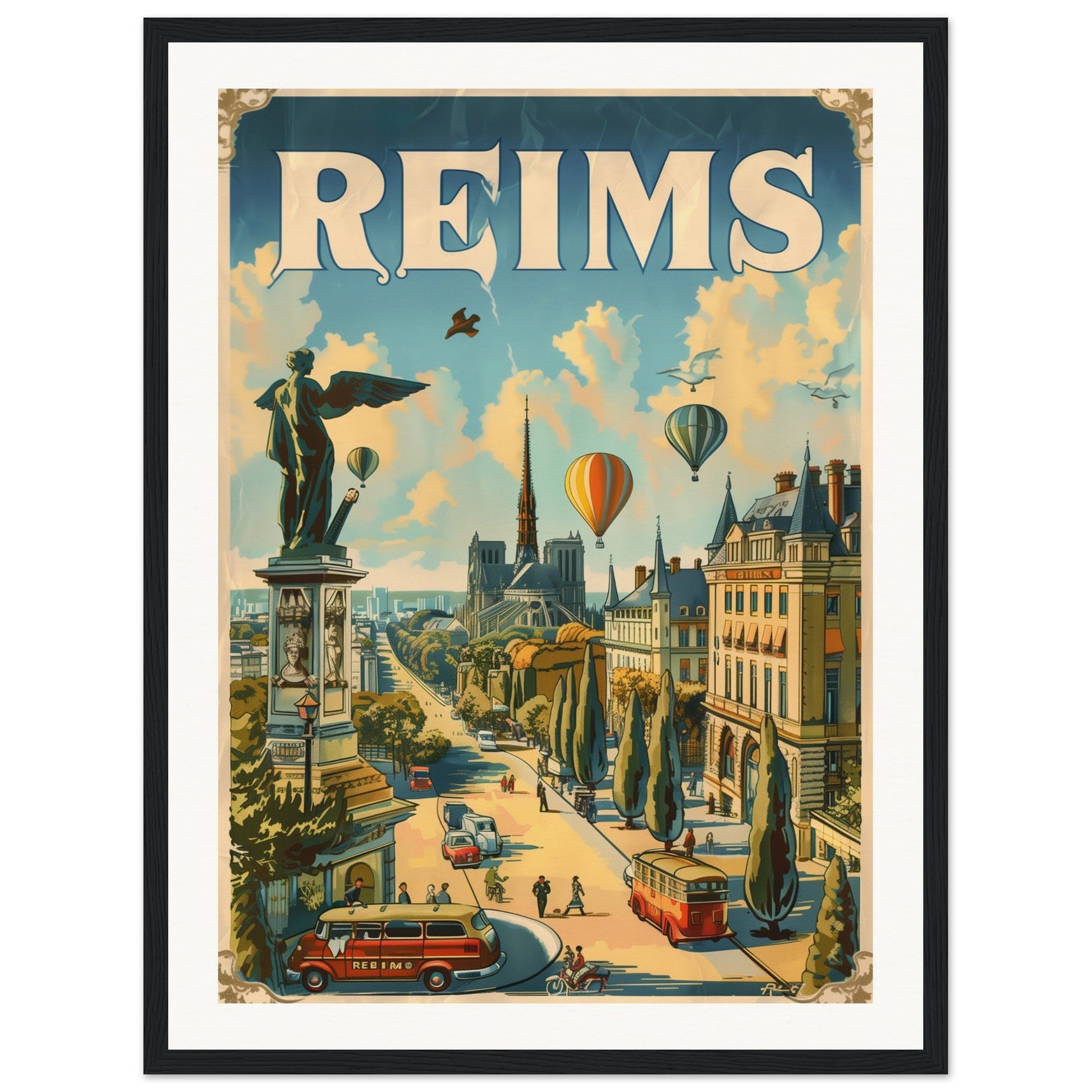 Affiche Reims 1959 ( 45x60-cm-Bois-noir)