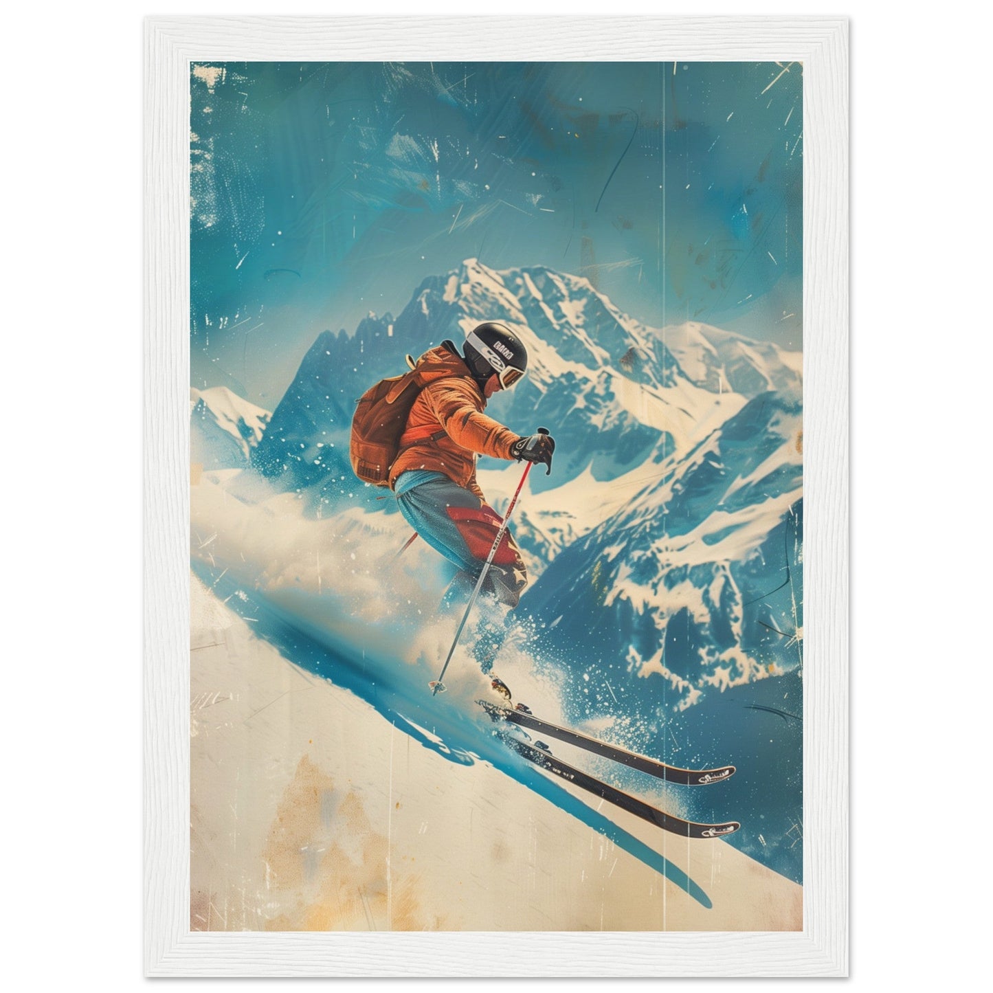 Affiche Retro Ski ( 21x29.7-cm-Bois-blanc)