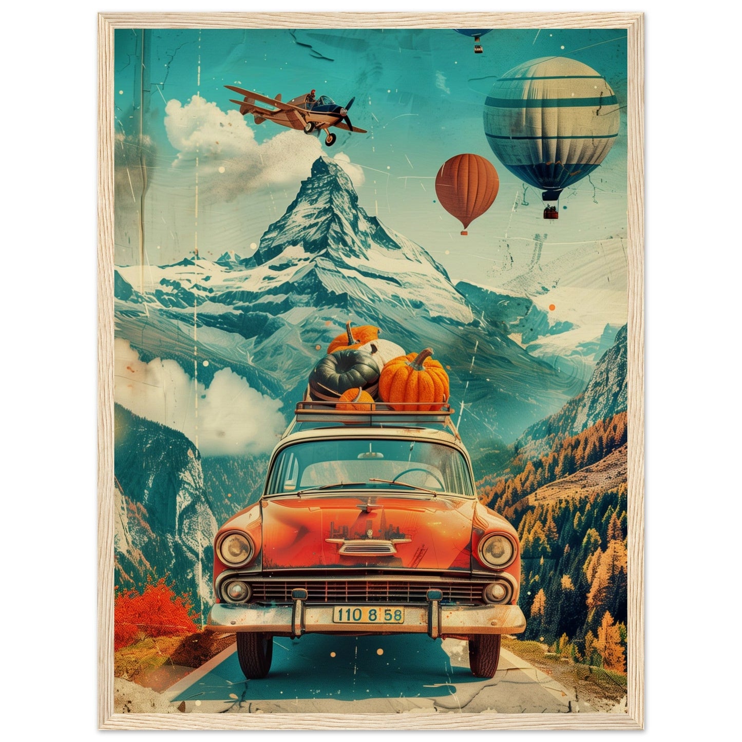 Affiche Retro Voyage ( 45x60-cm-Bois-clair)