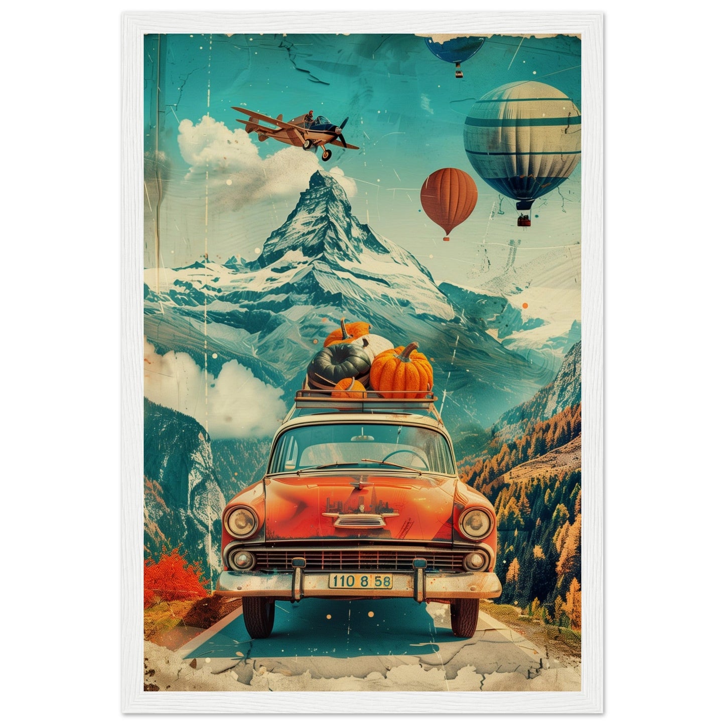 Affiche Retro Voyage ( 30x45-cm-Bois-blanc)