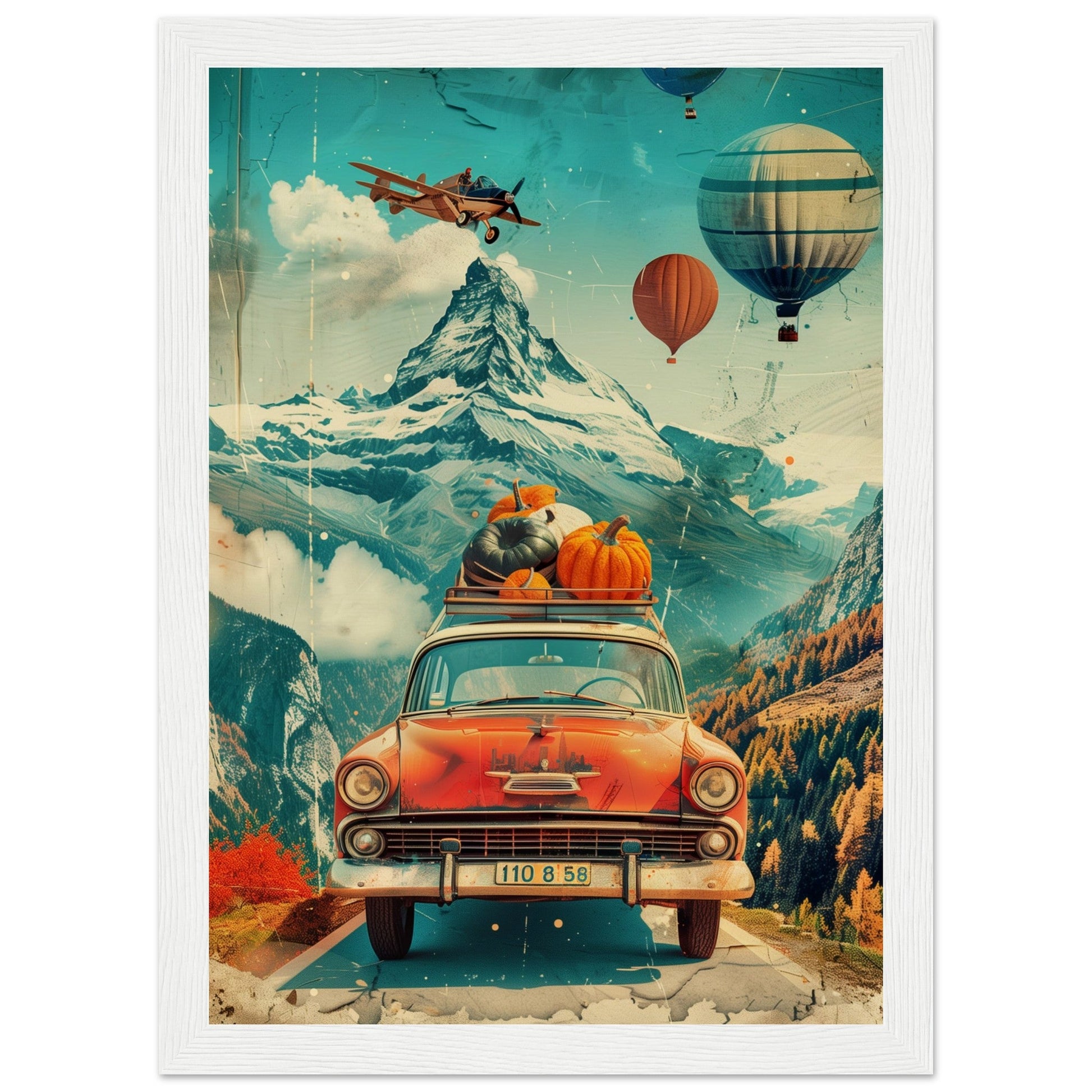 Affiche Retro Voyage ( 21x29.7-cm-Bois-blanc)