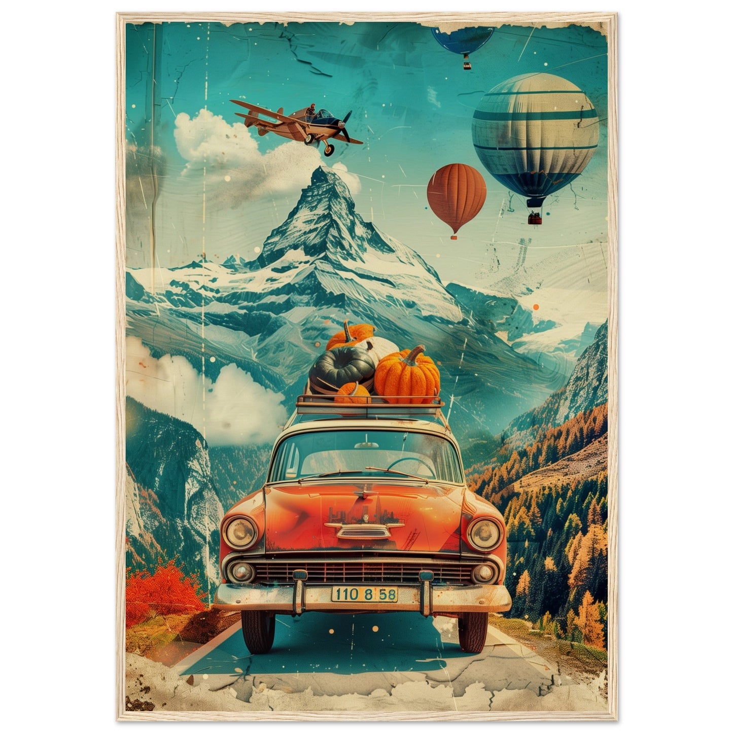 Affiche Retro Voyage ( 70x100-cm-Bois-clair)