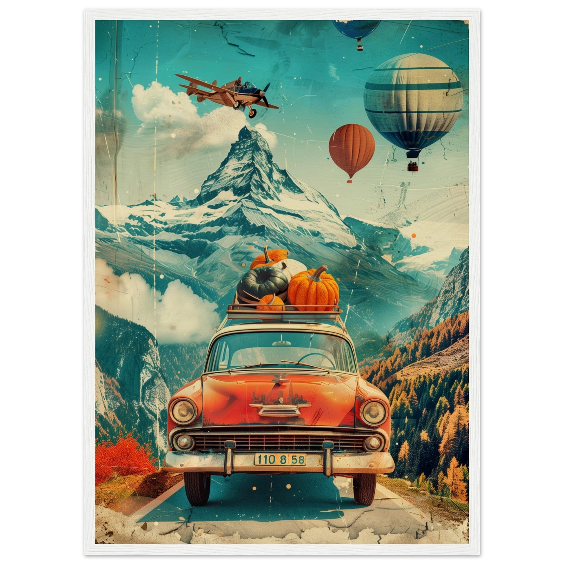 Affiche Retro Voyage ( 50x70-cm-Bois-blanc)