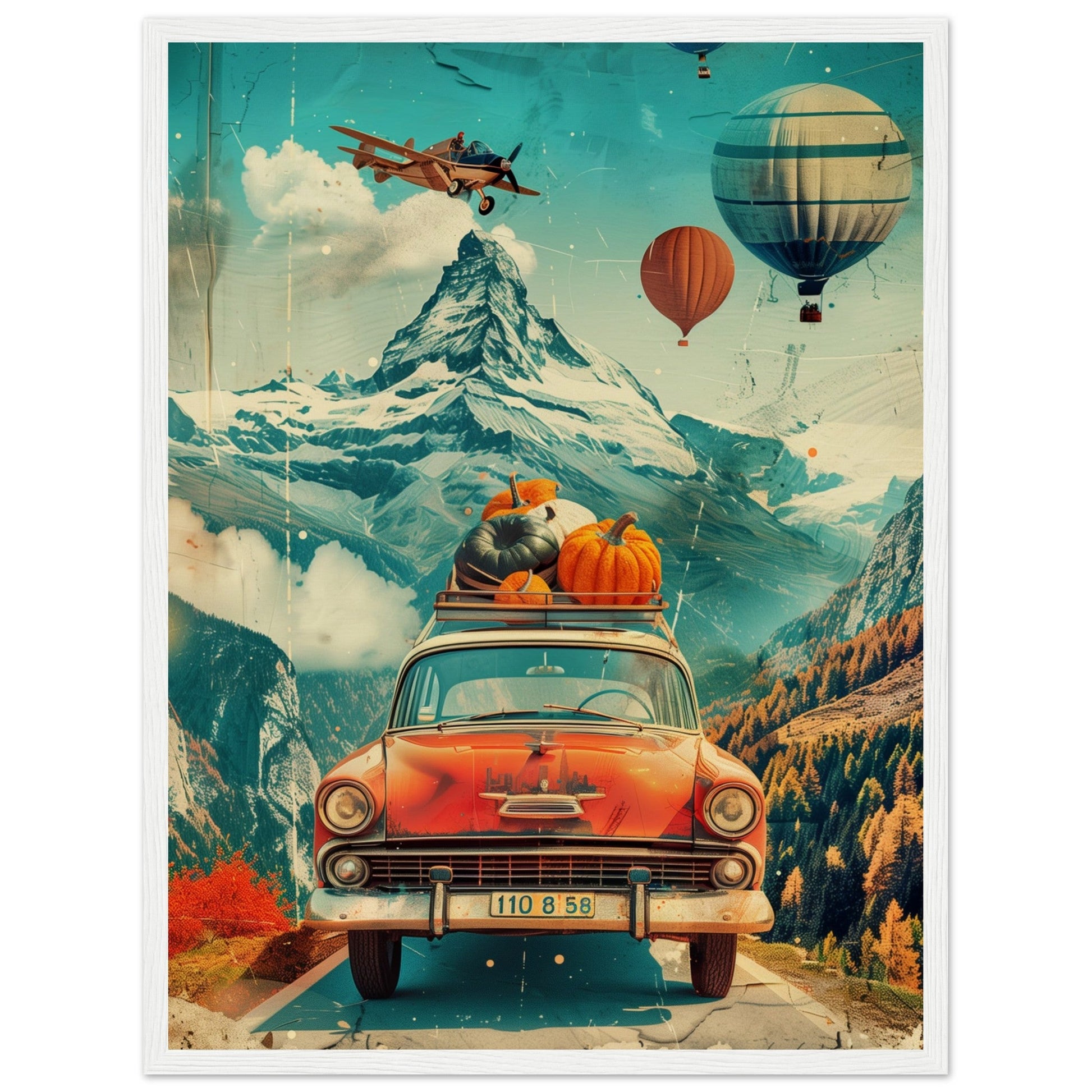 Affiche Retro Voyage ( 45x60-cm-Bois-blanc)