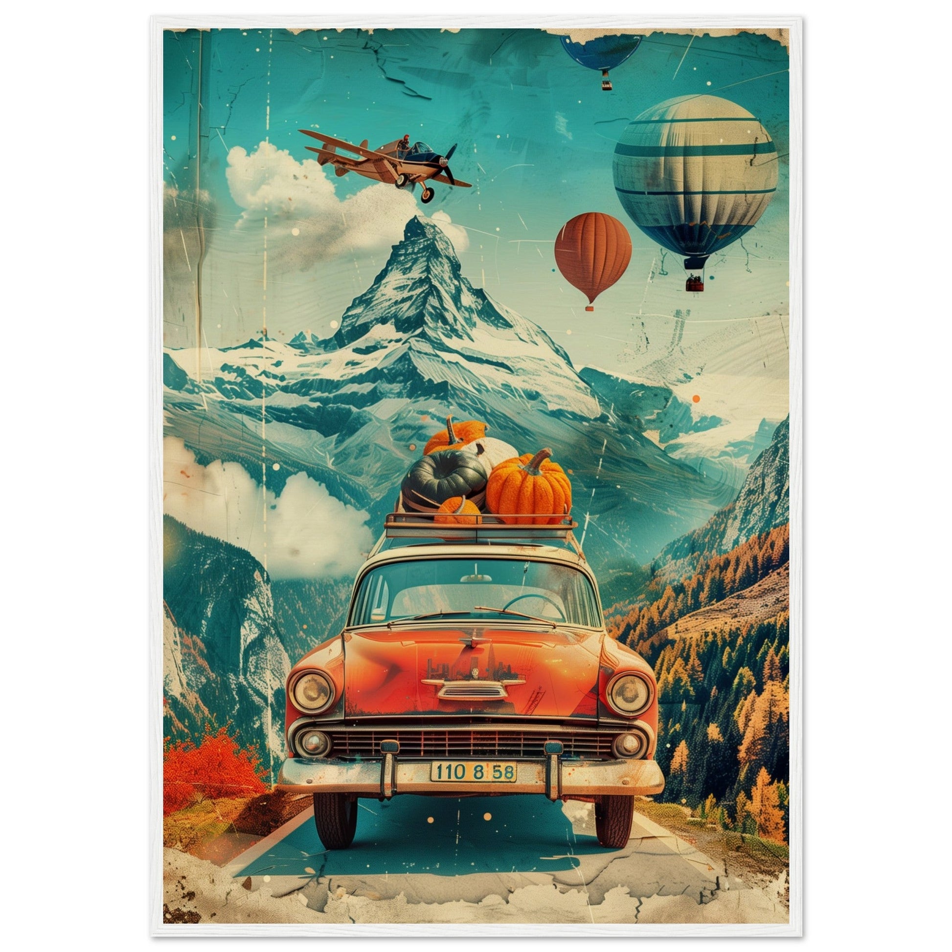 Affiche Retro Voyage ( 70x100-cm-Bois-blanc)