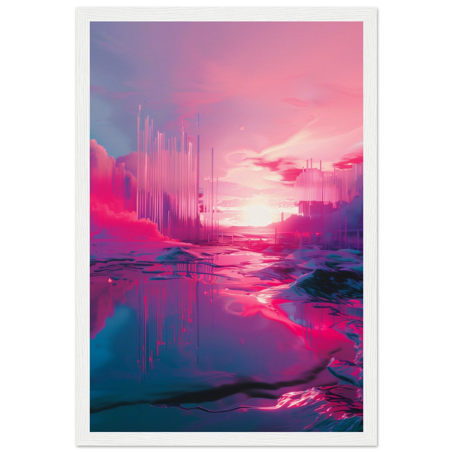 Affiche Rose Fluo ( 30x45-cm-Bois-blanc)