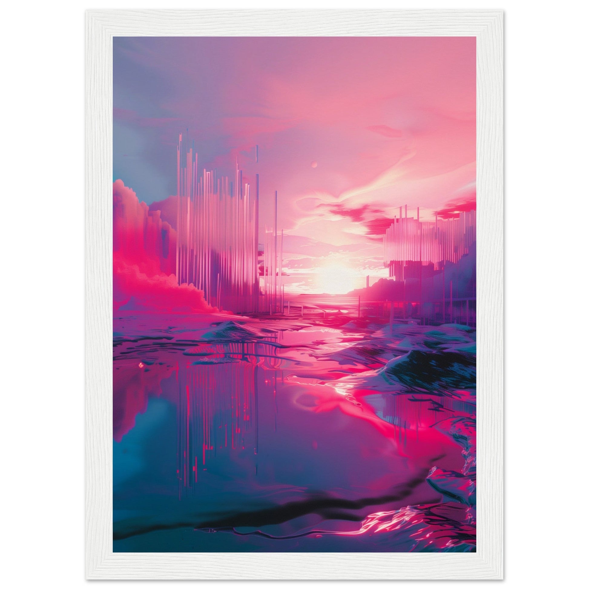 Affiche Rose Fluo ( 21x29.7-cm-Bois-blanc)