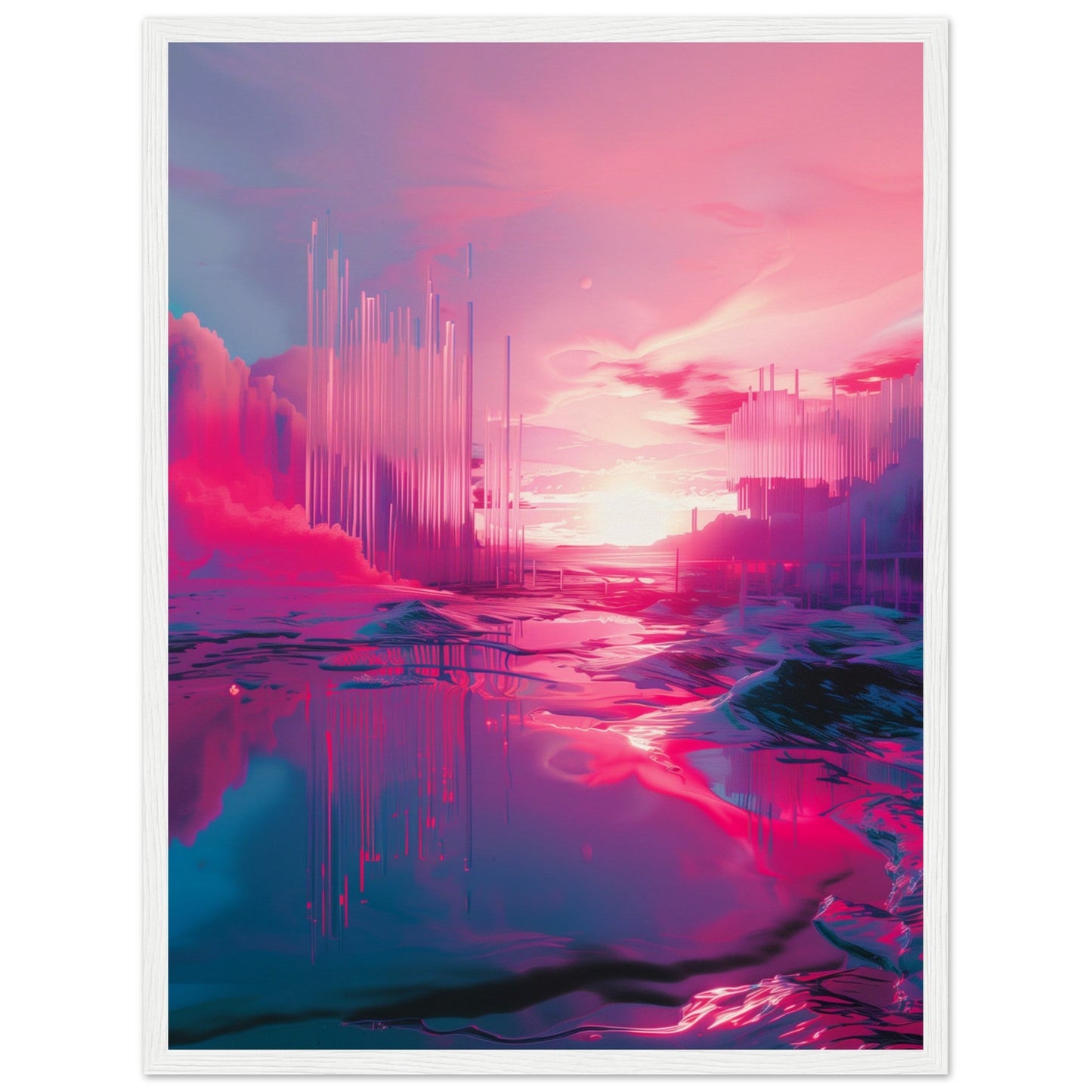 Affiche Rose Fluo ( 45x60-cm-Bois-blanc)