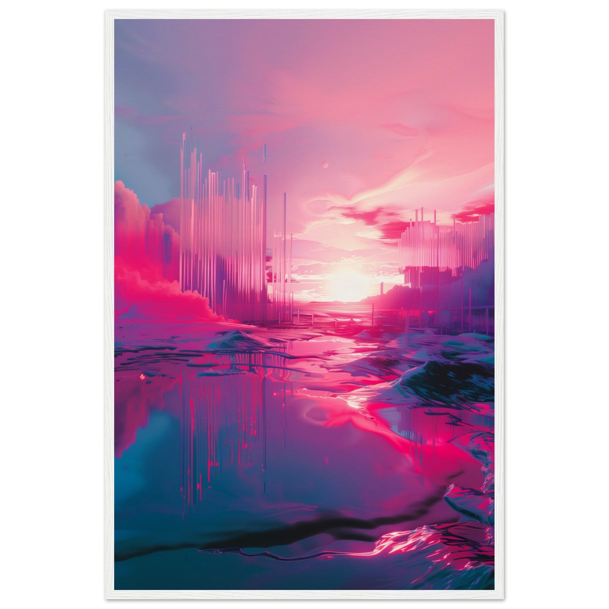 Affiche Rose Fluo ( 60x90-cm-Bois-blanc)