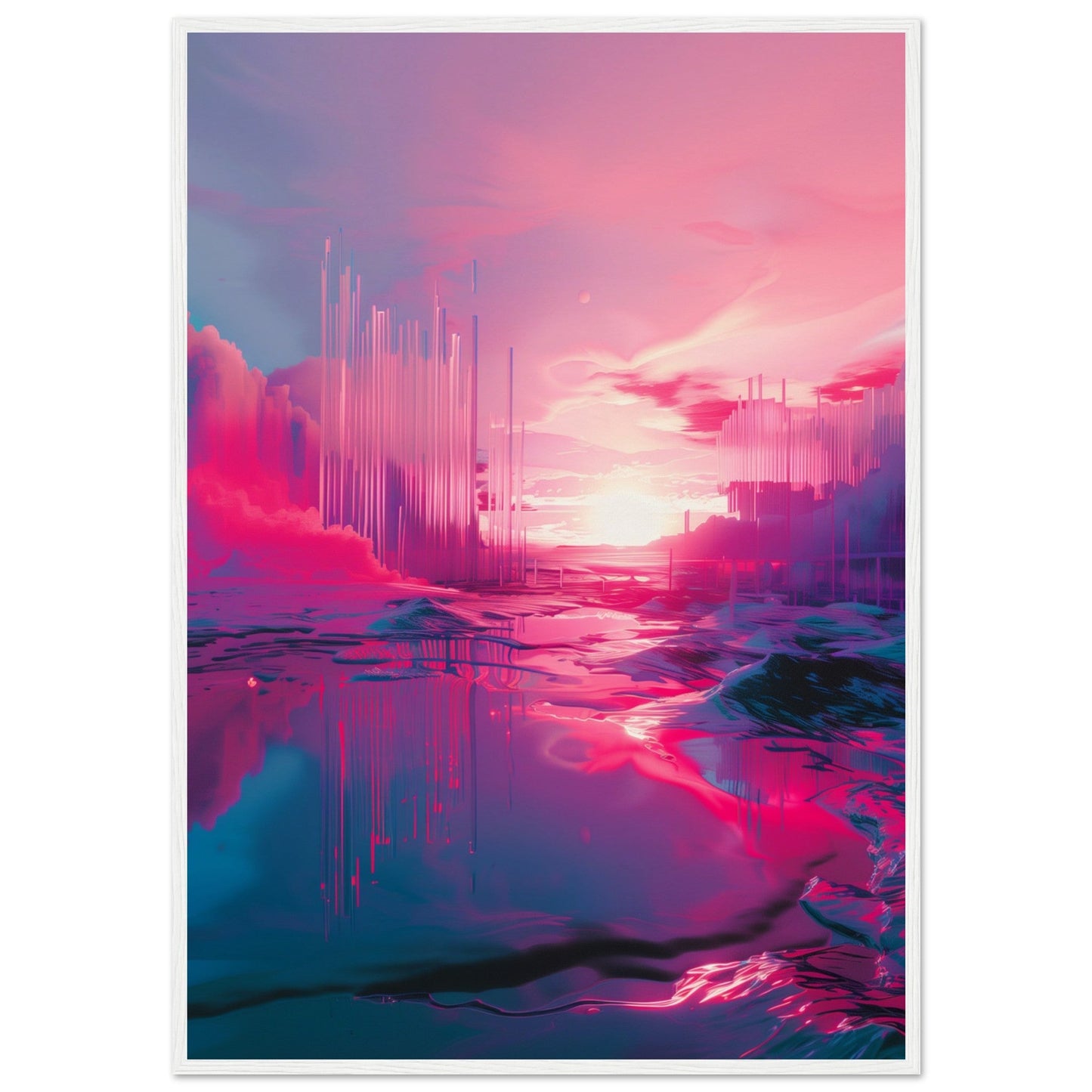 Affiche Rose Fluo ( 70x100-cm-Bois-blanc)