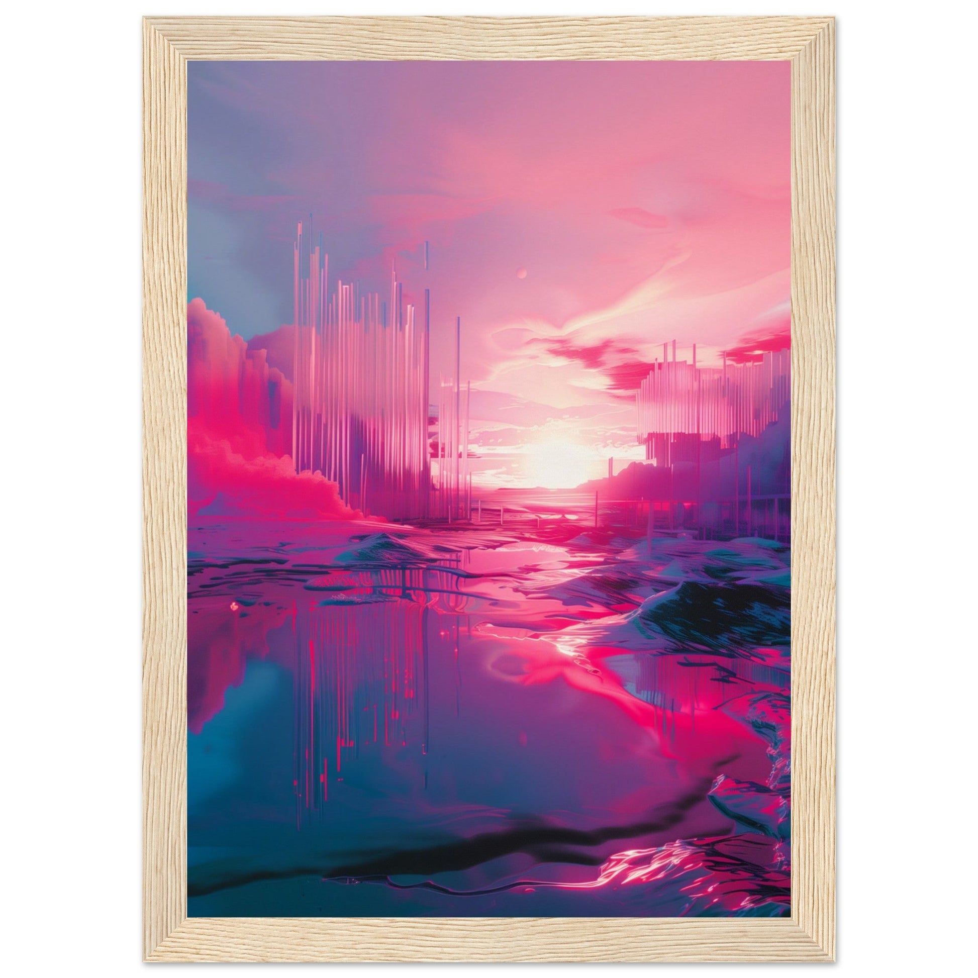 Affiche Rose Fluo ( 21x29.7-cm-Bois-clair)